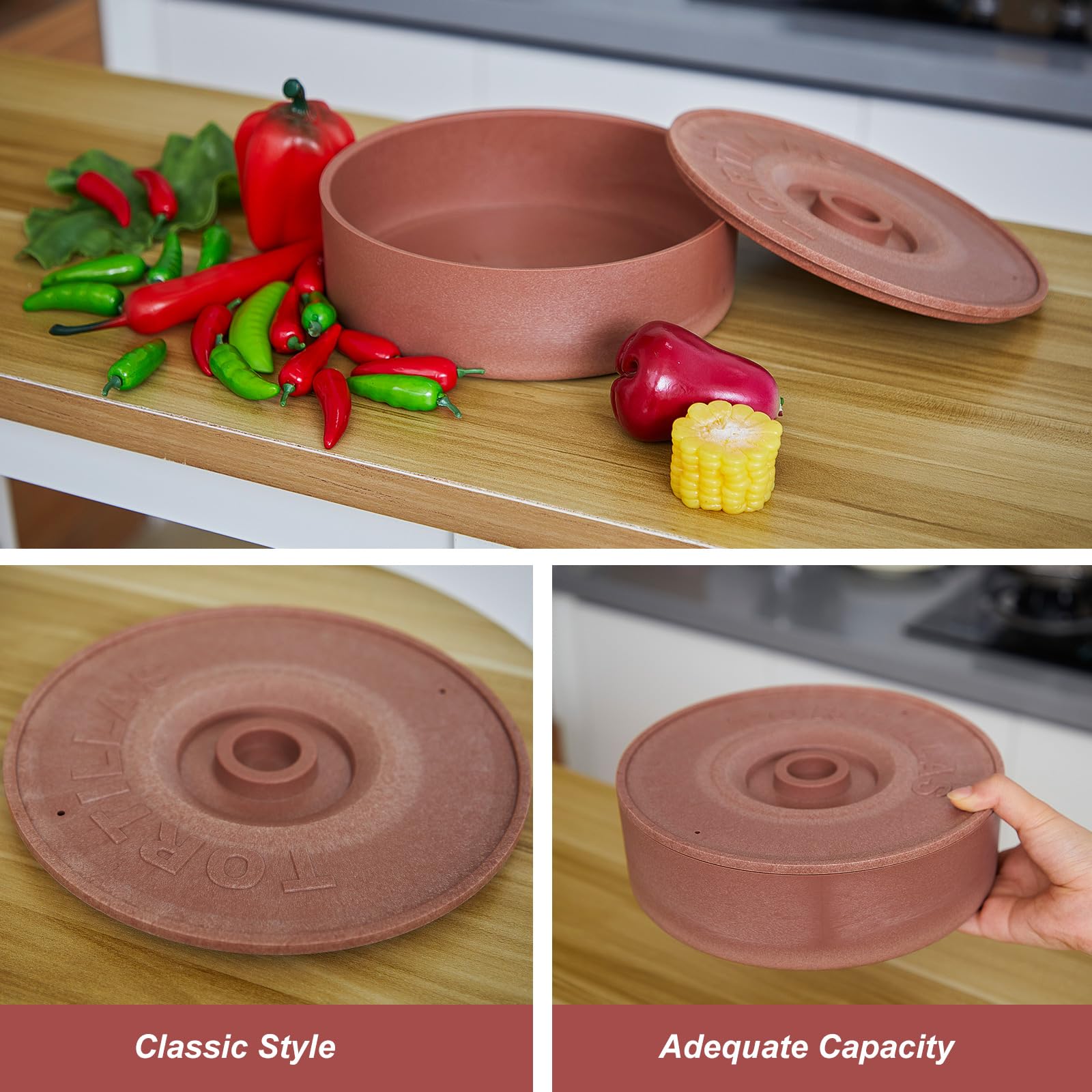 Sabary 4-Piece Tortilla Warmer Set with Lid - Microwave-Safe Plastic Tortilla Holder & Food Storage Container (8.5