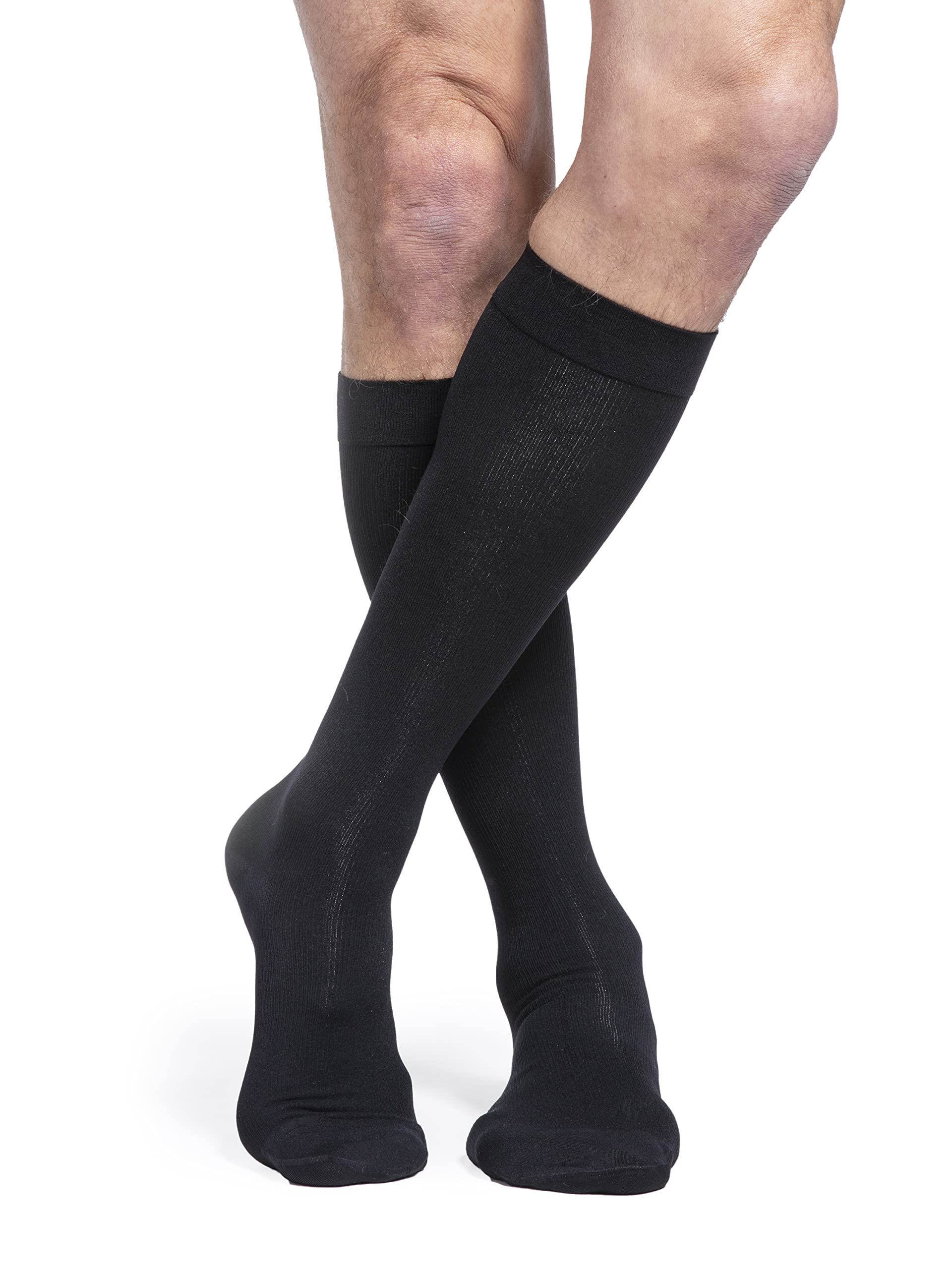 SIGVARIS Men's Essential Cotton 230 Closed Toe Calf-High Compression Socks with Grip 30-40mmHg - Ideal for Travel, Work & Varicose Vein Relief