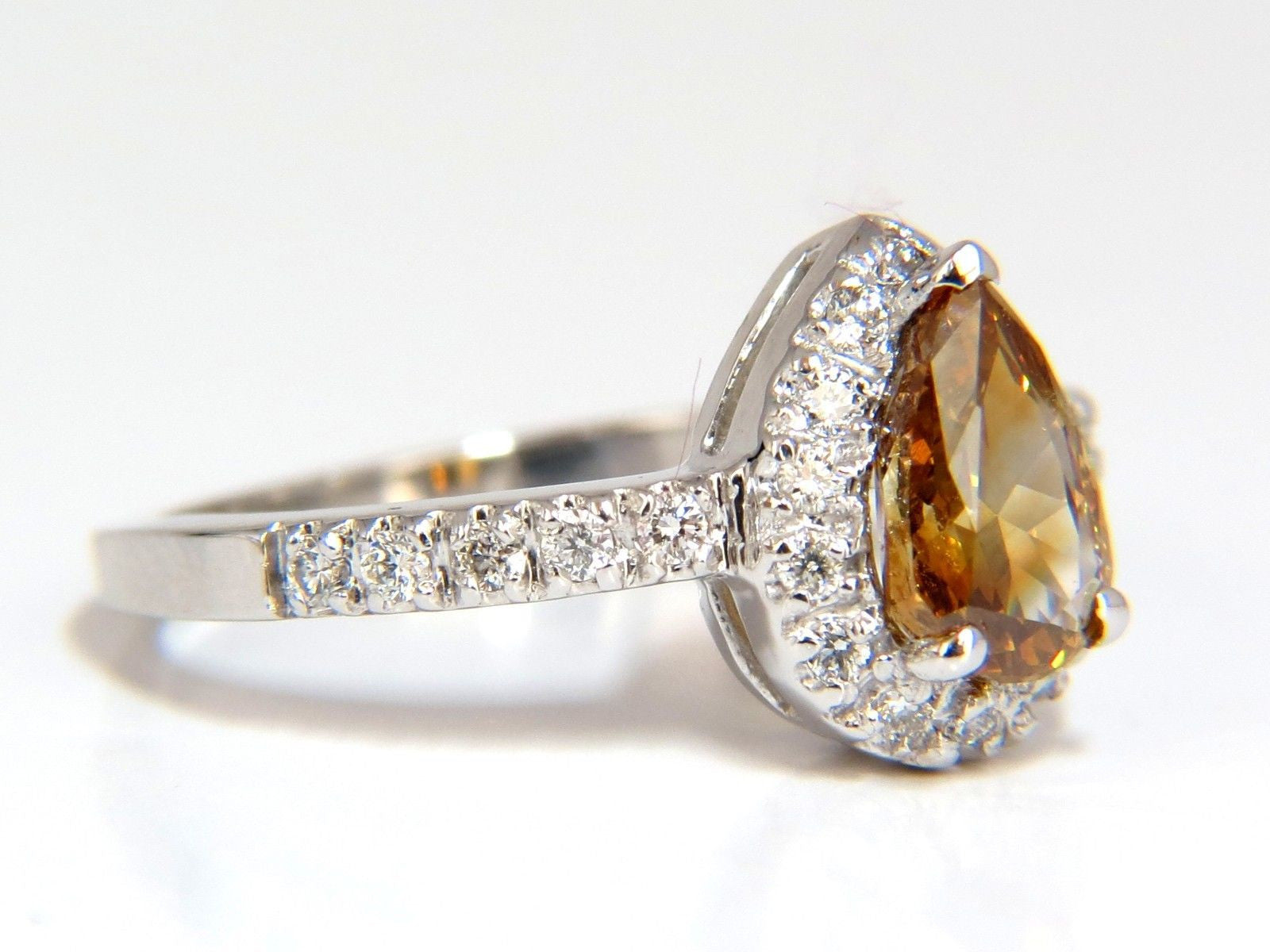 1.60ct Natural Fancy Yellow Brown Diamond Halo Ring in 14K Gold - Elegant Engagement, Wedding & Anniversary Jewelry Gift