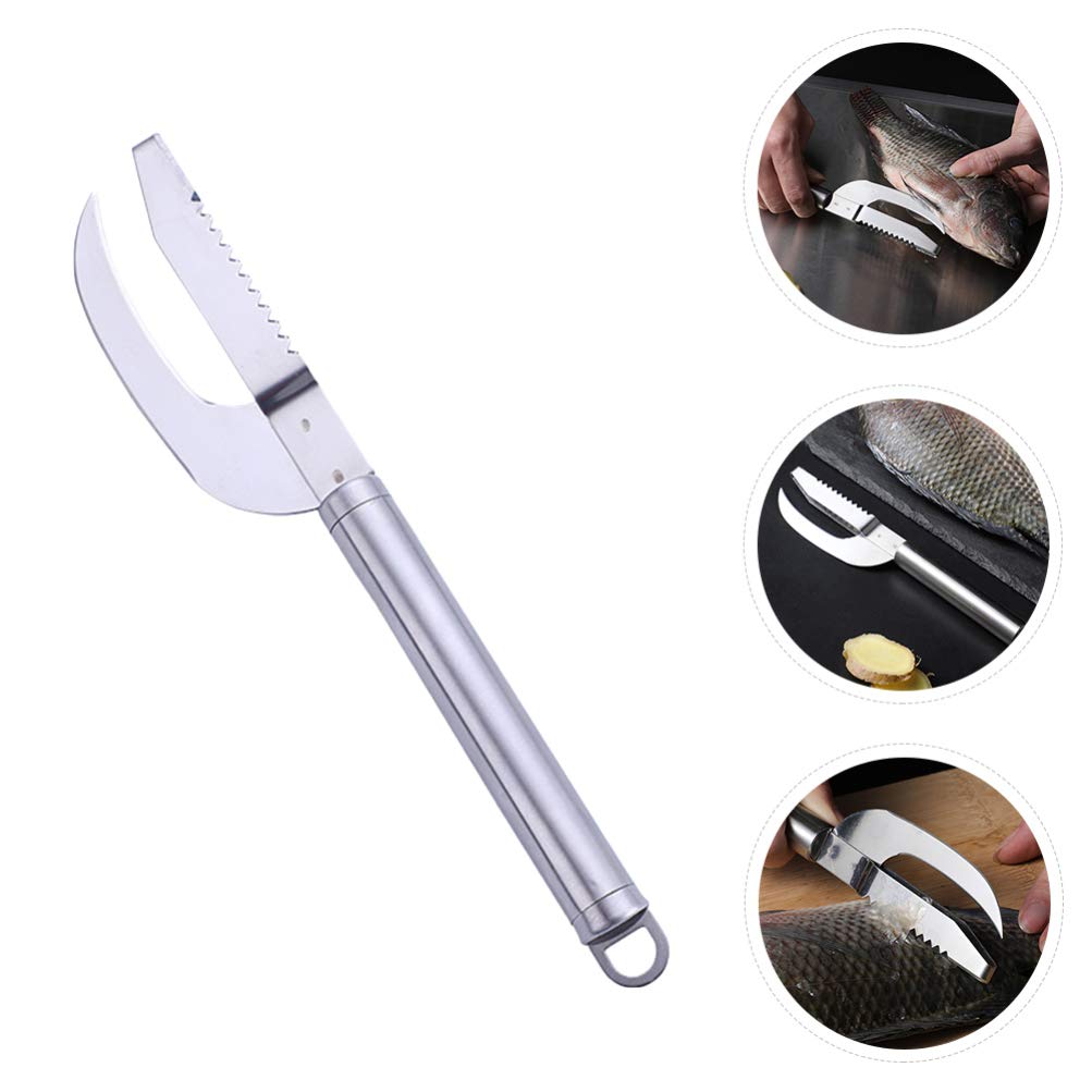 Hemoton Stainless Steel Fish Scaler Brush - Swivel Peeler & Scale Remover Tool for Kitchen - Durable Fish Scale Scraper & Cleaner - Perfect for Seafood Prep, Cooking, and Professional Chefs