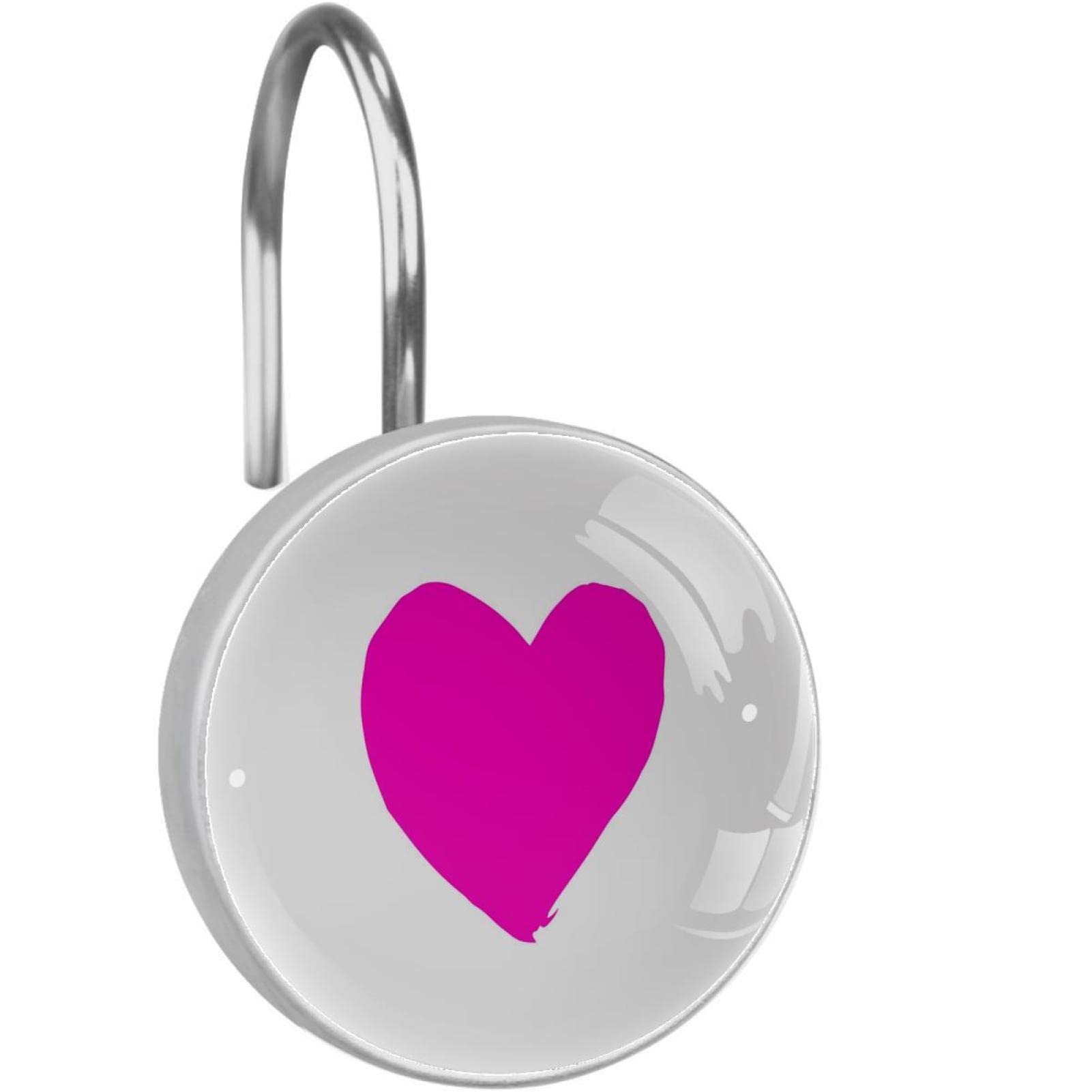 Rose Red Heart Shower Hooks for Curtains - Decorative Bathroom Accessories for Shower Organizing and Home Decor (Set of 12) - Perfect for Bathroom, Dorm, RV, and Apartment Use