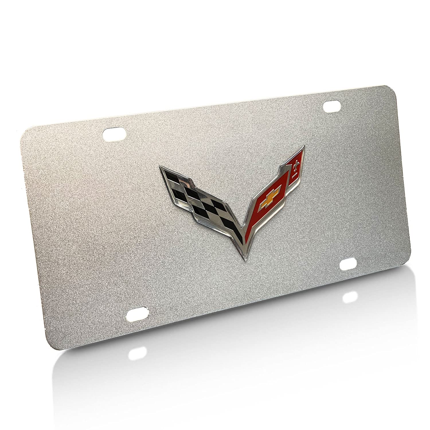3D Silver Metal Corvette License Plate Cover - Durable & Custom Fit for Corvette Tag - Perfect for Car Shows, Gifts & Automotive Enthusiasts