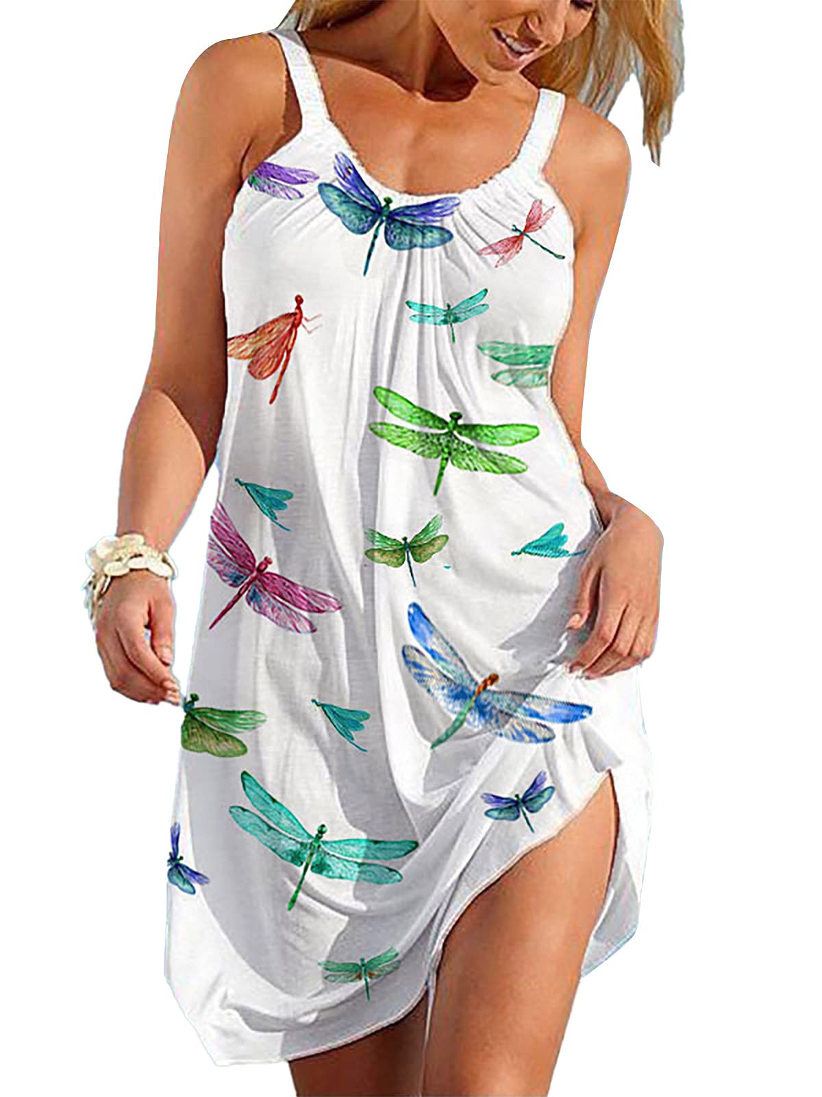 HYPOWELL Women's Floral Print Sling Dress - Summer Beach Sundress, Casual Boho Maxi Dress for Vacation, Pool Party, and Outdoor Activities