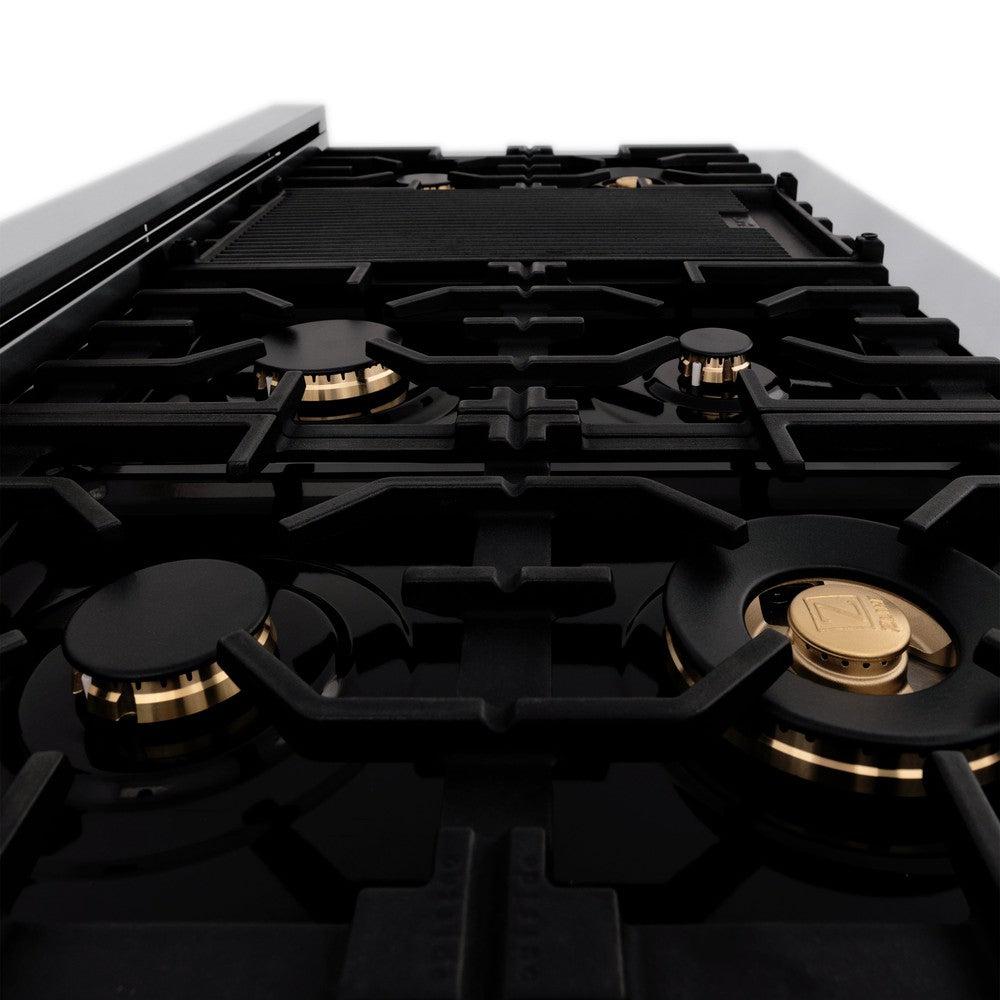 ZLINE 48-inch 6.0 cu. ft. Stainless Steel Dual Fuel Range with Gas Cooktop & 2 Electric Ovens - Brass Burners (RA BR 48) for Professional Home Kitchens & Gourmet Cooking