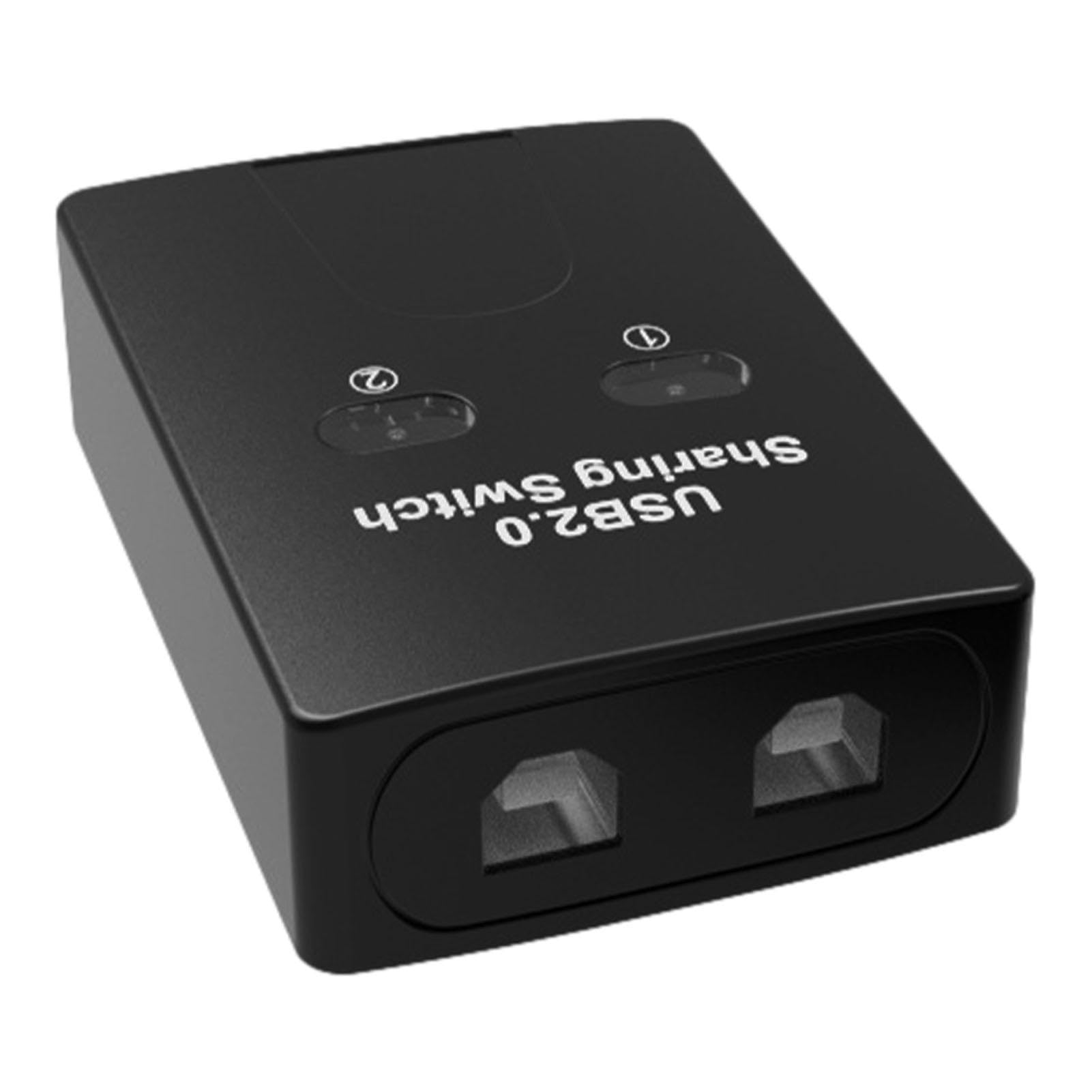 2-Port USB 2.0 Printer Sharing Hub | USB Peripheral Switch for Printer, Keyboard, Mouse | KVM Switch Compatible | Ideal for Home Office & Multi-Device Workstations