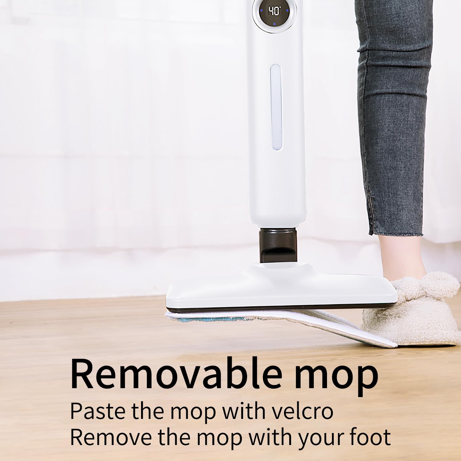 MS-100 Steam Mop Cleaner for Hardwood Floors, Tile & Carpet - High Temperature Steamer with 2 Washable Mop Pads (White) | Perfect for Pet Hair Removal, Kitchen & Bathroom Deep Cleaning