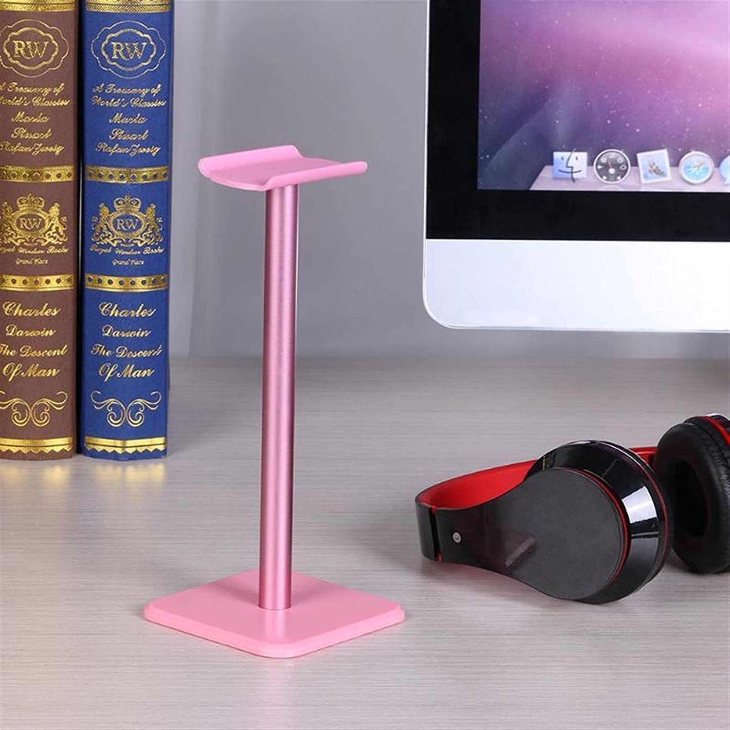 Premium Headphone Stand - Adjustable Desktop Earphone Holder for PC, Monitor, or Wall Mount - Durable Headset Display Rack with Non-Slip Base (Black) - Perfect for Gaming Setup, Home Office & Workspace Organization