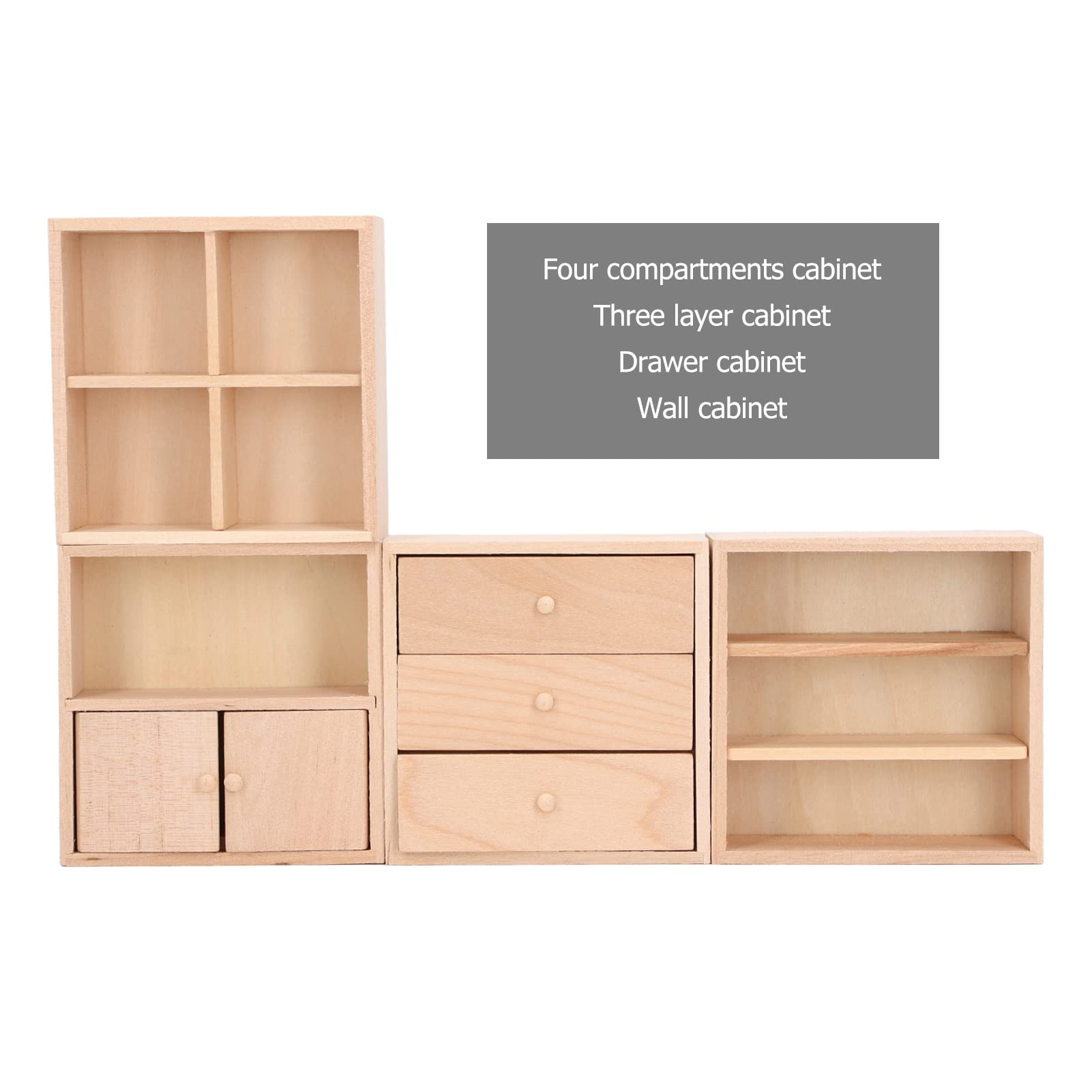 1:12 Scale Miniature Dollhouse Kitchen Cabinet Set - Antique Style Lifelike Miniature Furniture for Dollhouse Accessories | Perfect for Collectors, DIY Dollhouse Decor & Miniature Scene Displays