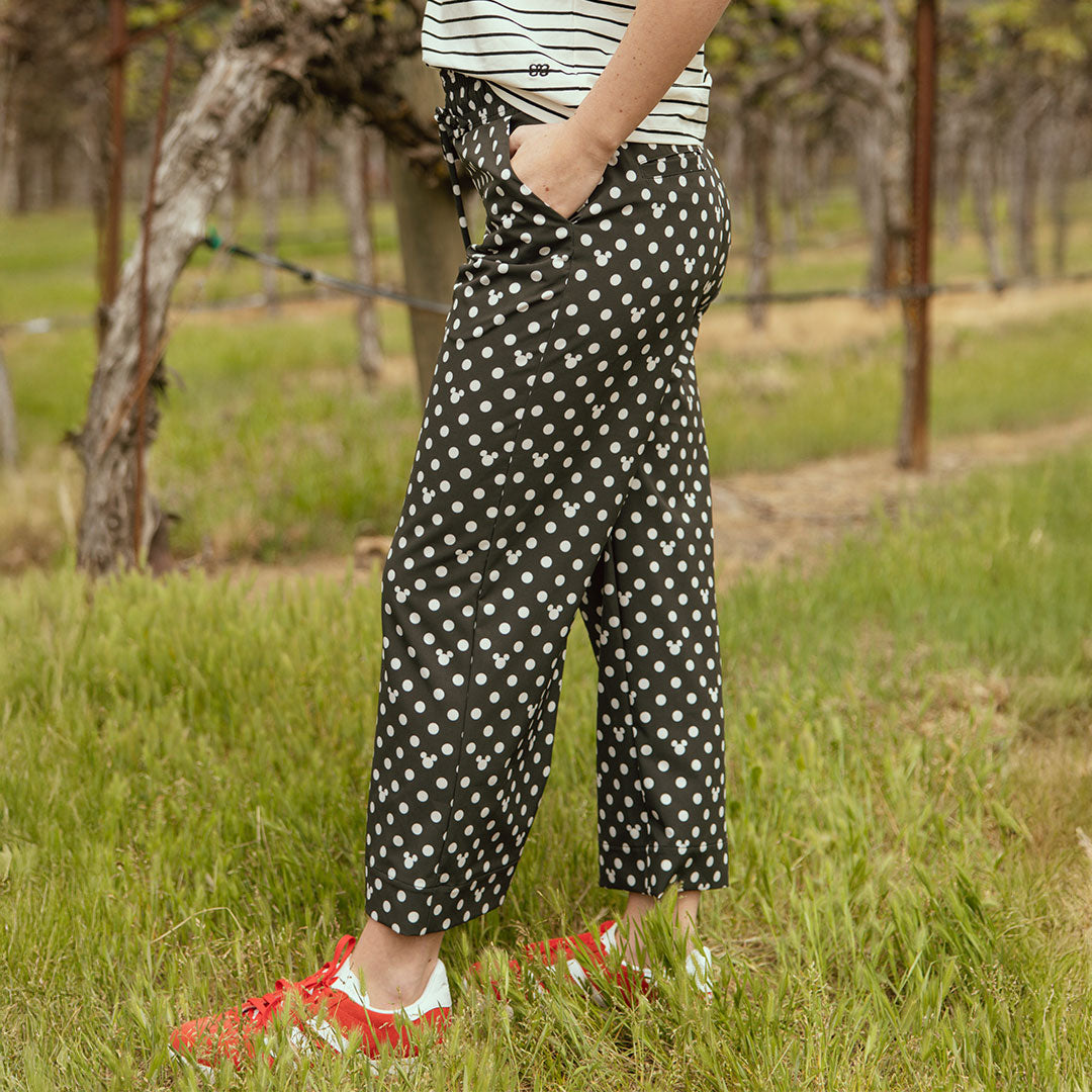 Disney Mickey Mouse Audrey Wide Leg Pants with Polka Dots - Women's Casual Lounge Pants for Disney Fans, Home Wear & Theme Park Outfits