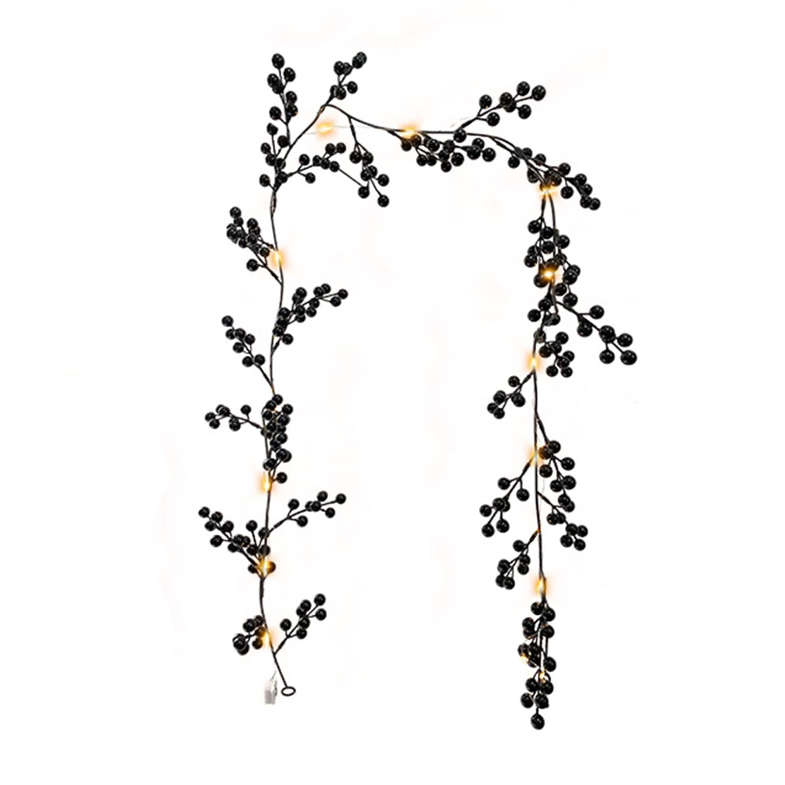 5.74FT Artificial Christmas Garland with LED Lights - Black Berry Battery Operated Holiday Decor for Fireplace Mantel, Stair Rails, Xmas Tree, Home & Office Decorations | Indoor & Outdoor Festive Decor