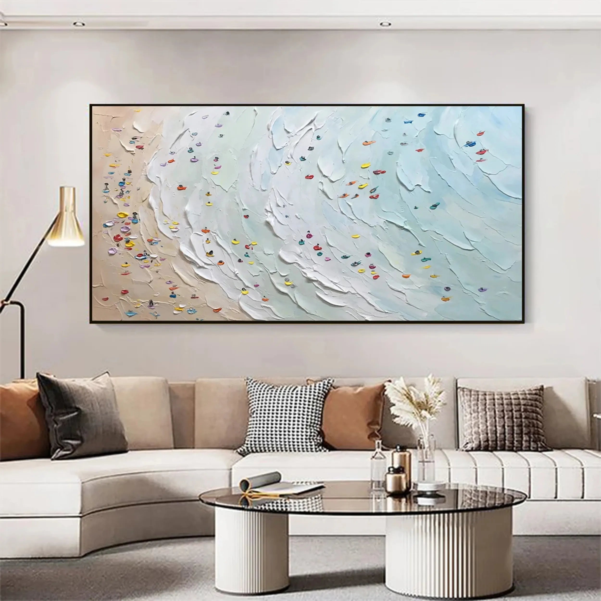 Seascape and Snowy Peak Landscape Painting - Premium Wall Art Decor for Living Room, Bedroom, Office - Perfect Gift for Home & Interior Design - #SP001
