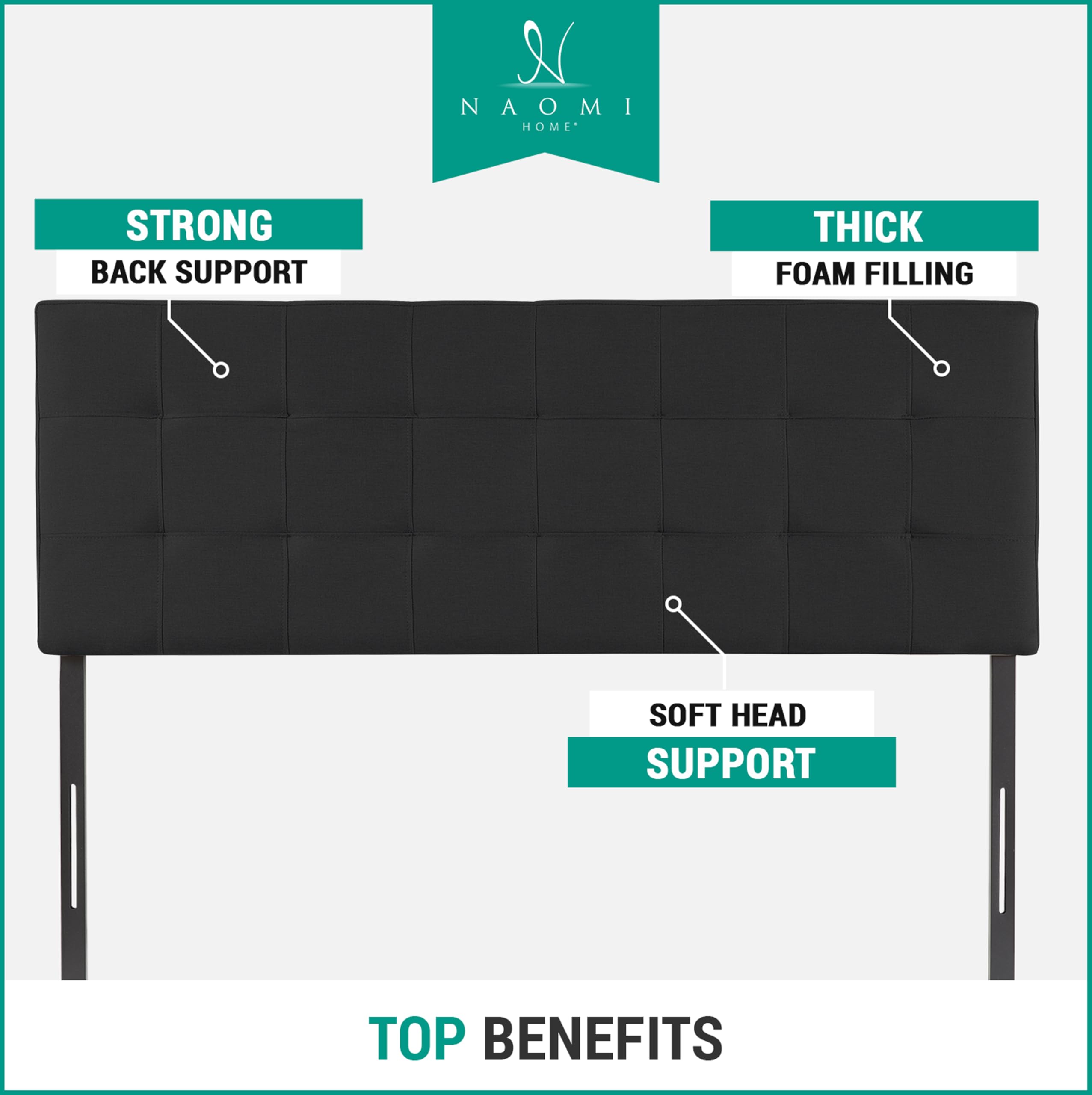 Adjustable Full Size Headboard - Dark Gray Tufted Linen for Bedroom Decor