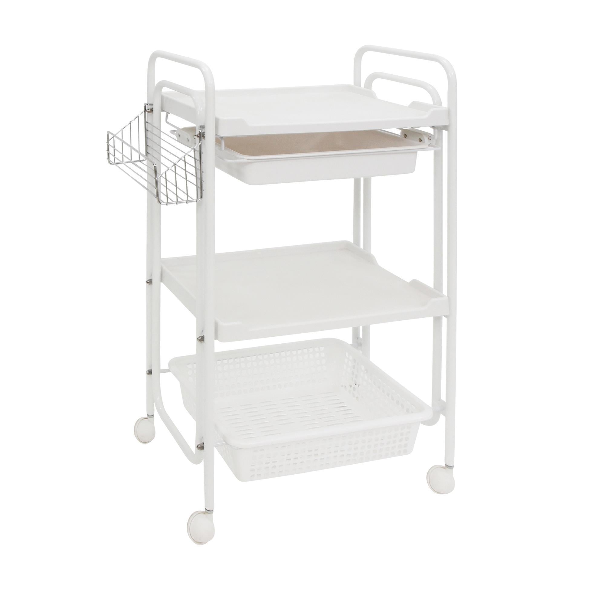 Professional White Esthetician Trolley Cart - Portable Beauty Station for Facial, Waxing & Spa Treatments - Ideal for Salon, Clinic & Mobile Services