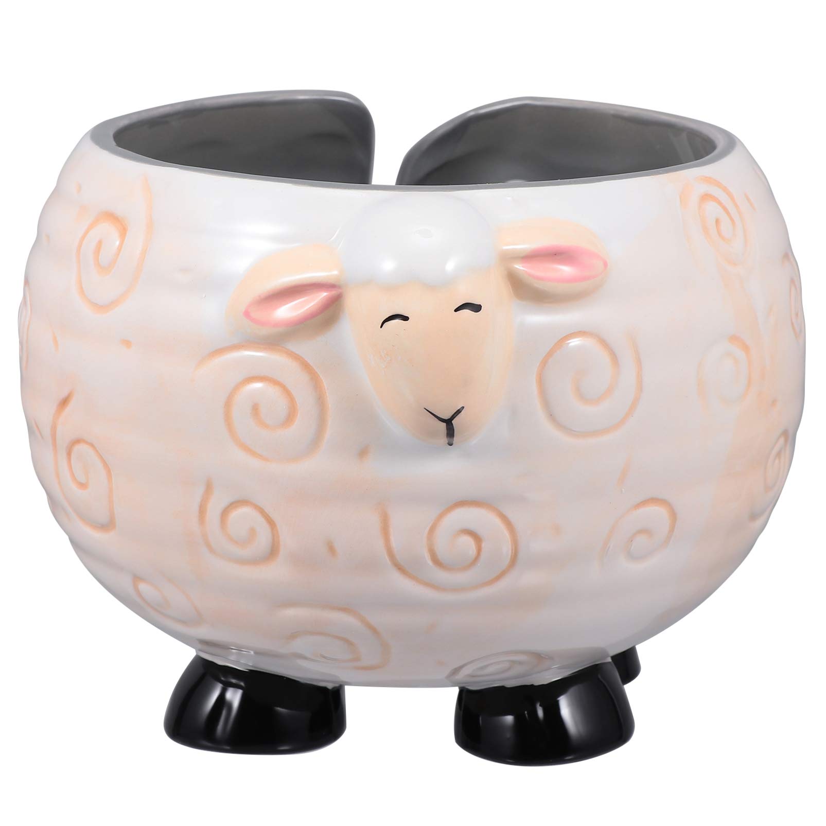 EXCEART Ceramic Yarn Bowl for Knitting & Crochet - Handmade Sheep Design Yarn Holder, Yarn Storage Organizer for Crafters - Perfect for Living Room Knitting, Craft Room Organization & DIY Sewing Projects