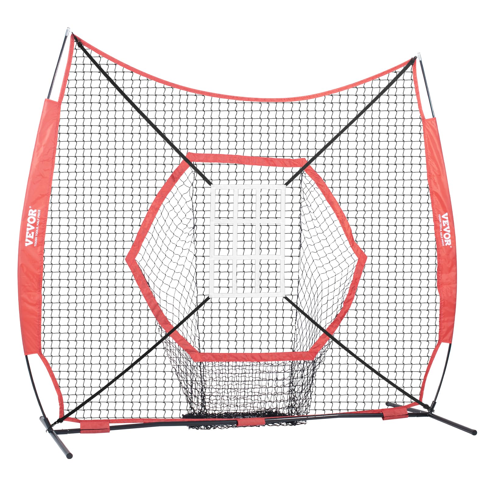 VEVOR 7x7ft Baseball Softball Practice Net - Portable Hitting Batting Catching Pitching Training Net with Carry Bag | Durable Backstop for Backyard, Field & Indoor Baseball Softball Drills | Perfect for Youth & Adult Players