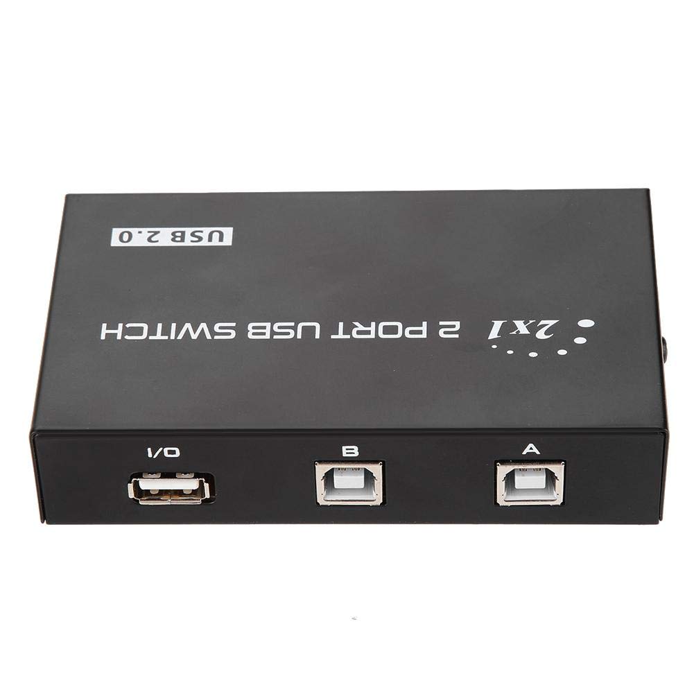 2-Port USB 2.0 Manual Sharing Switch for PC, Printer & Scanner - USB Printer Sharer Hub for Home & Office Workspace Setup