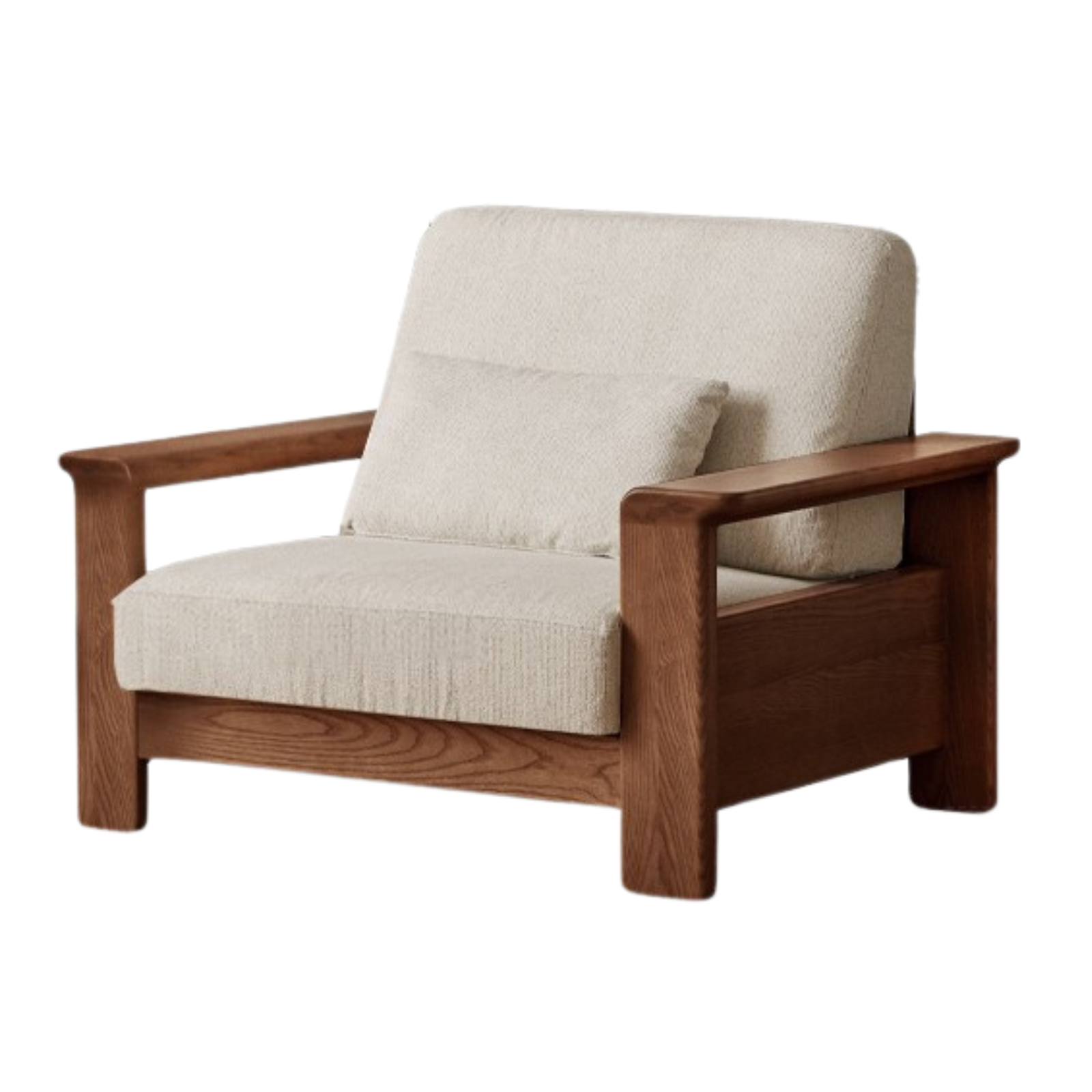 Black Walnut Solid Wood Modern Straight Sofa - Contemporary Minimalist Living Room Furniture for Small Spaces & Apartments