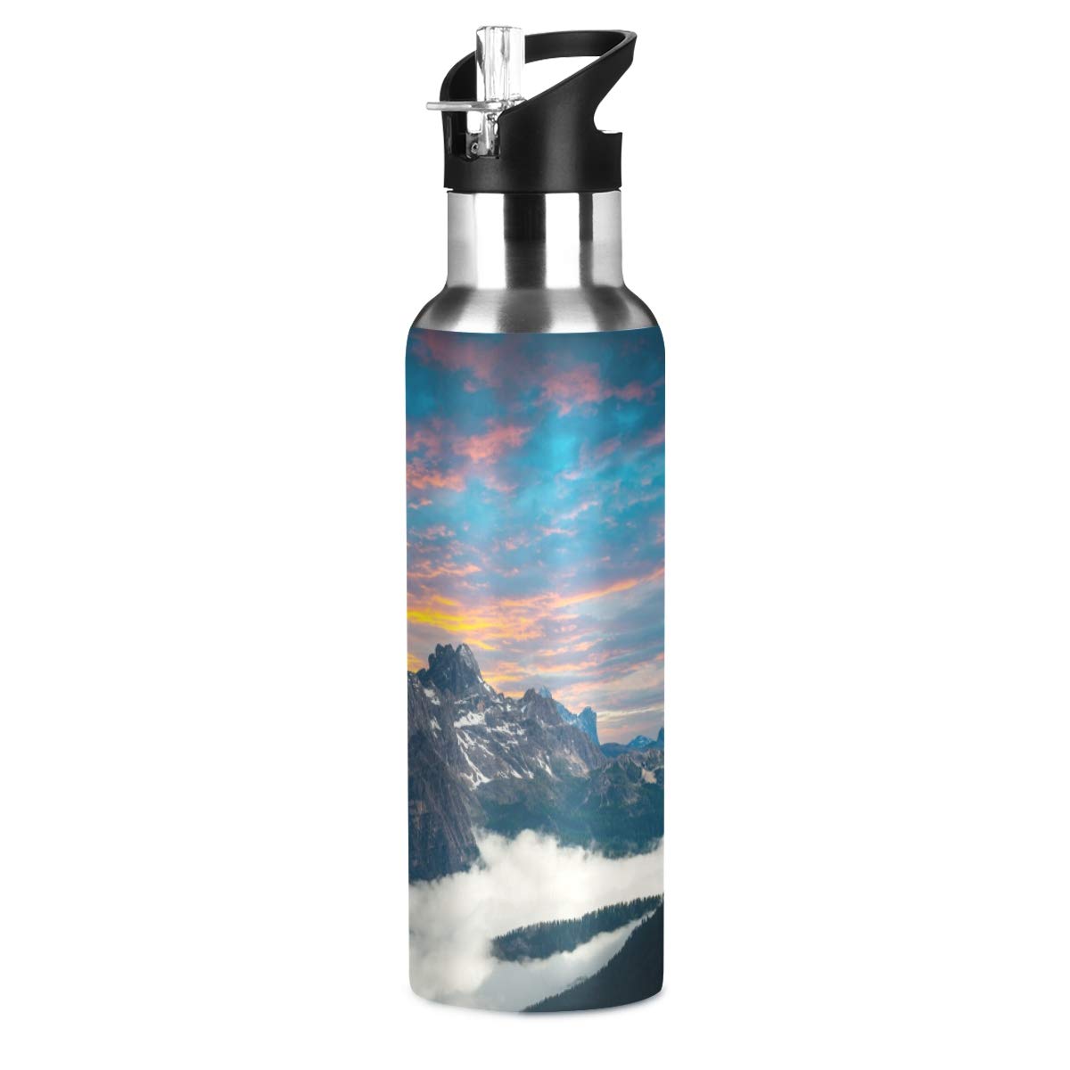 Blueangle 22oz Italian National Park Stainless Steel Water Bottle with Straw - BPA Free, Leak-Proof, Insulated for Camping, Hiking, Sports & Outdoor Adventures - Perfect for Travel, Gym & Daily Hydration