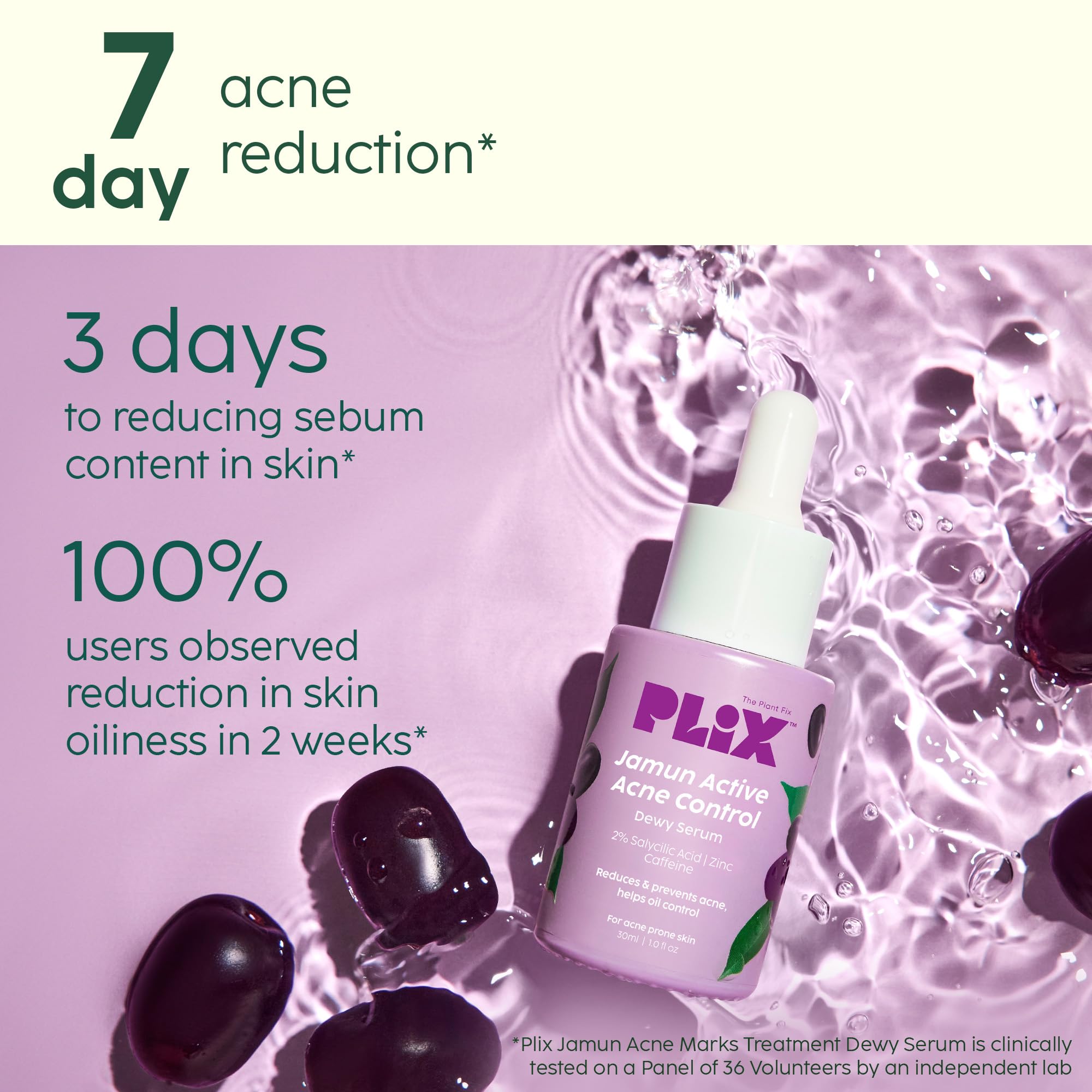 PLIX - THE PLANT FIX Jamun Skincare Combo Set | Cleanser, Body Wash & Acne Serum for Active Acne, Body Breakouts & Oil Control | Oily & Acne-Prone Skin Treatment | Prevents Back Acne | Perfect for Daily Skincare Routine & Gym Recovery