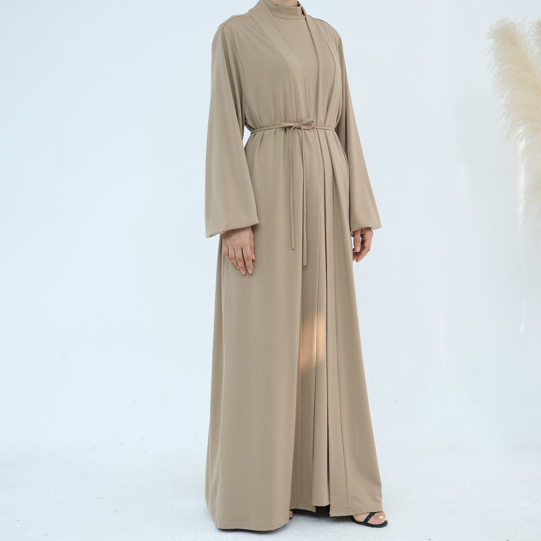 Jojo 3-Piece Modal Abaya Set in Beige - Premium Comfort Prayer Dress for Women - Perfect for Ramadan, Eid & Islamic Occasions