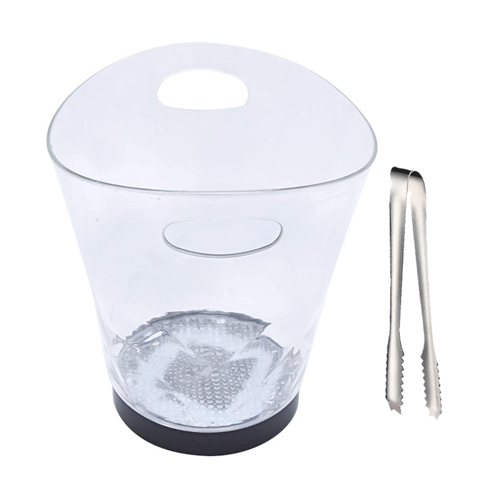FMOGE 5L LED Ice Bucket with Tongs - Color Changing Double Layer Square Ice Tray for Beer, Champagne & Wine - Perfect for Bars, Parties & Outdoor Gatherings
