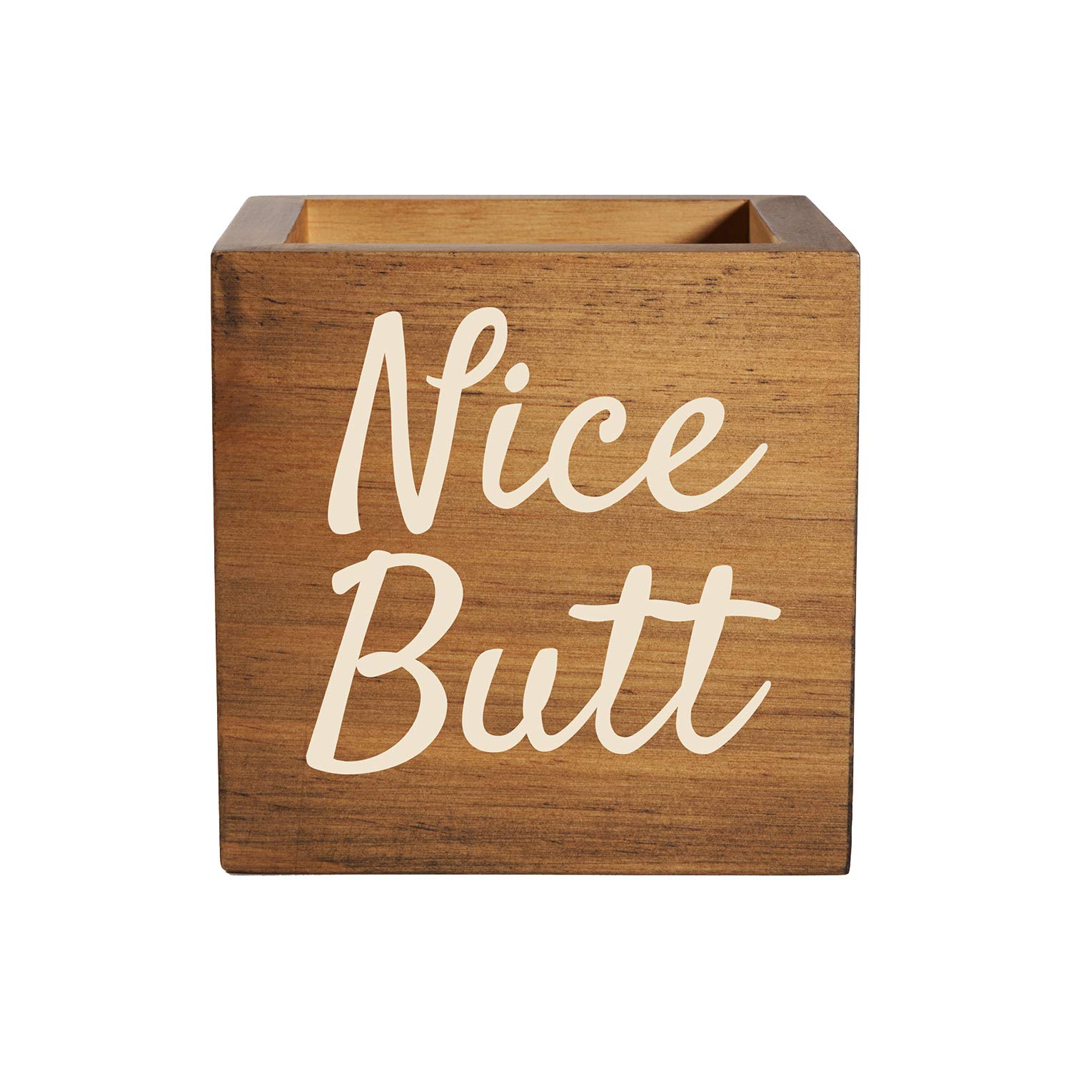 Personalized Wooden Storage Box for Toilet Paper & Bathroom Accessories - Brown Finish 5x5 - Home Decor, Bathroom Organization & Gift Idea for Housewarming, Wedding