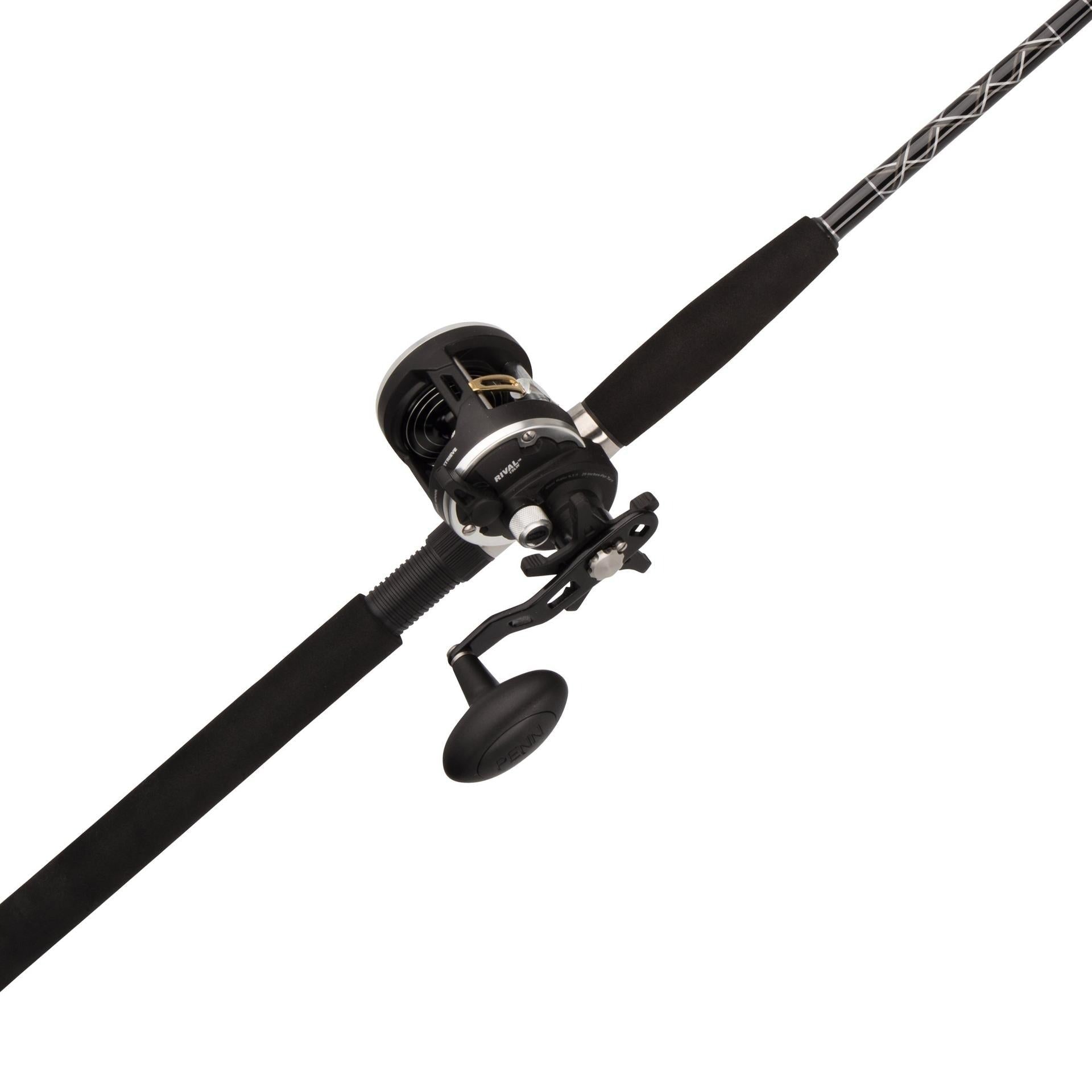 Penn Rival Level Wind Conventional Fishing Combos - Saltwater & Freshwater Spinning Rod and Reel Combo for Surf, Pier, and Boat Fishing