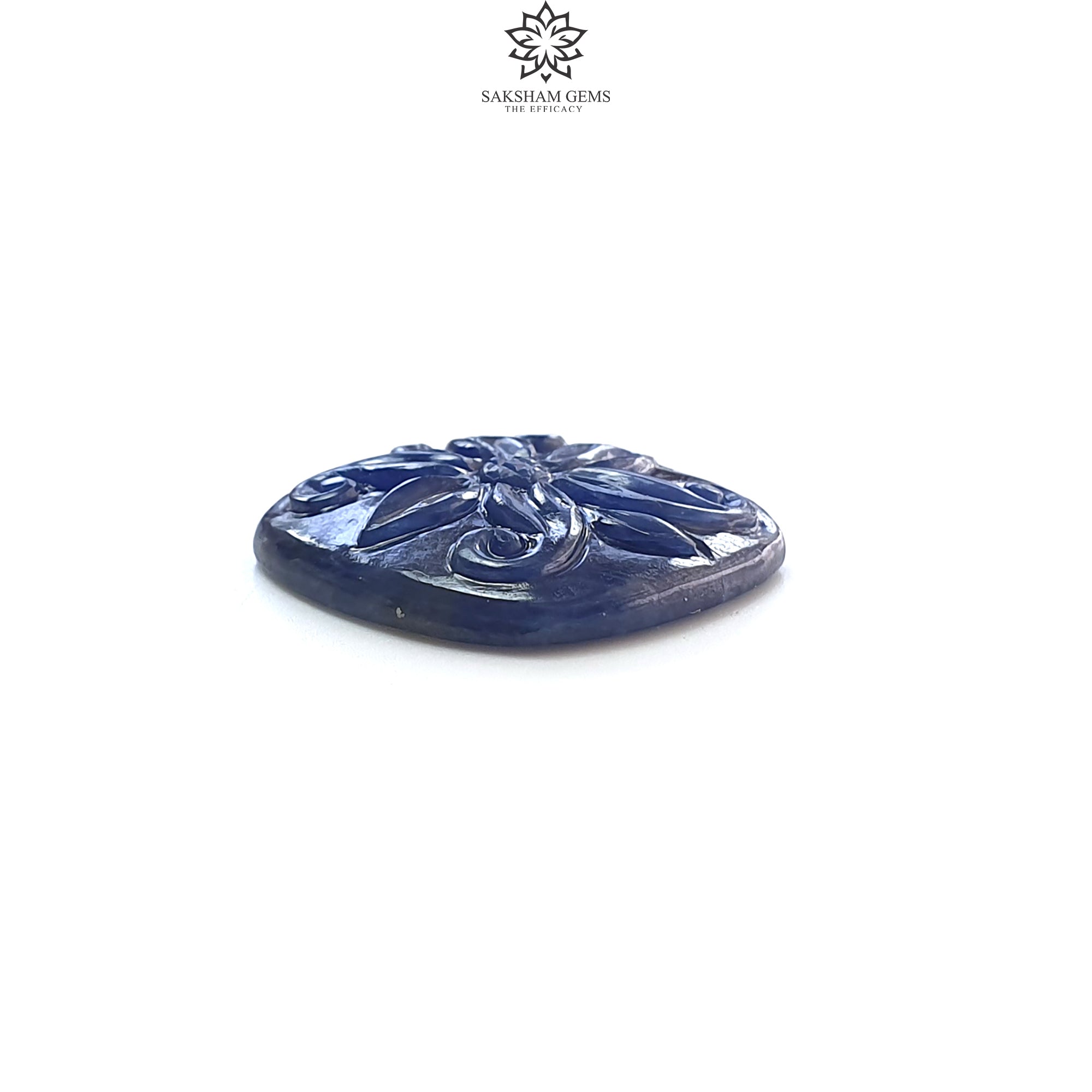 Natural Blue Sapphire Gemstone Carving - 21.20cts Untreated Unheated Handcrafted Cushion Shape (20x23mm) for Jewelry Making, Engagement Rings & Luxury Gifts