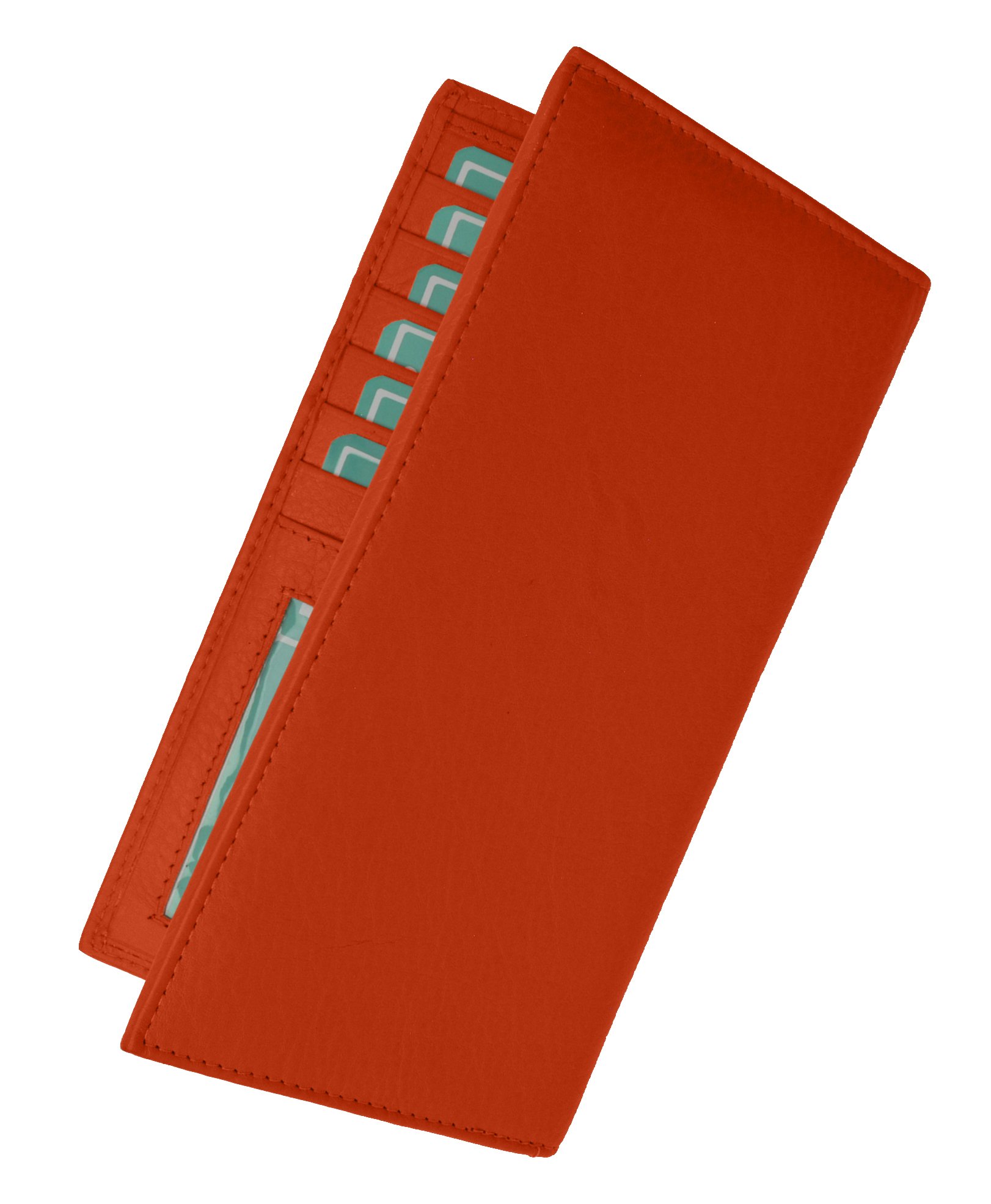 Marshal Brand Premium Leather Checkbook Wallet - ID & Credit Card Holder Organizer (Orange) - Perfect for Business, Travel & Everyday Use