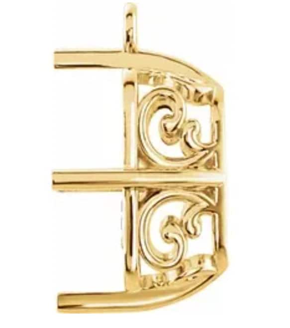 Affordable 10x8mm & 14x12mm Emerald Cut Gold/Platinum Dangle Pendant Setting - Handcrafted in USA - Perfect for Earrings, Necklaces & Jewelry Making