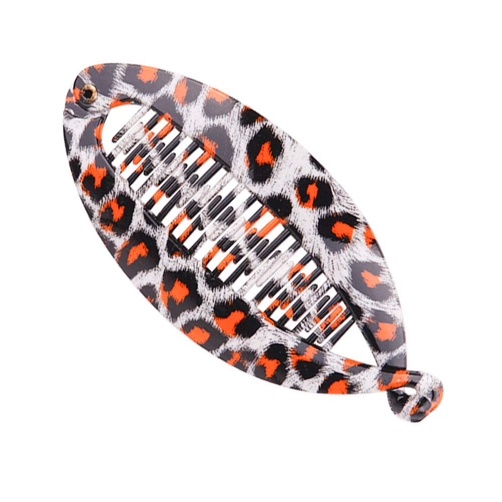 4PCS Women's Fashion Leopard Print Banana Hair Clips - Plastic Fish Shape Hair Grips, Hair Clincher Claws, Jaw Clips for Women & Girls (Small) - Perfect for Parties, Weddings & Daily Styling