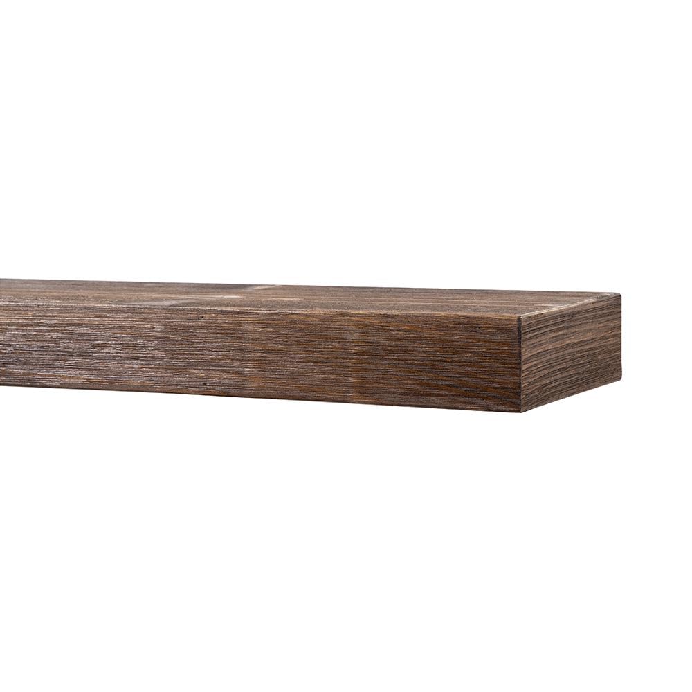 54 Inch Modern Ember Vara Wood Floating Mantel Shelf - 3 Inch Height with Natural Grain Variations & Distressing - Wall Mounted Wooden Shelf for Fireplace Decor, Living Room, Bedroom & Home Interior Design