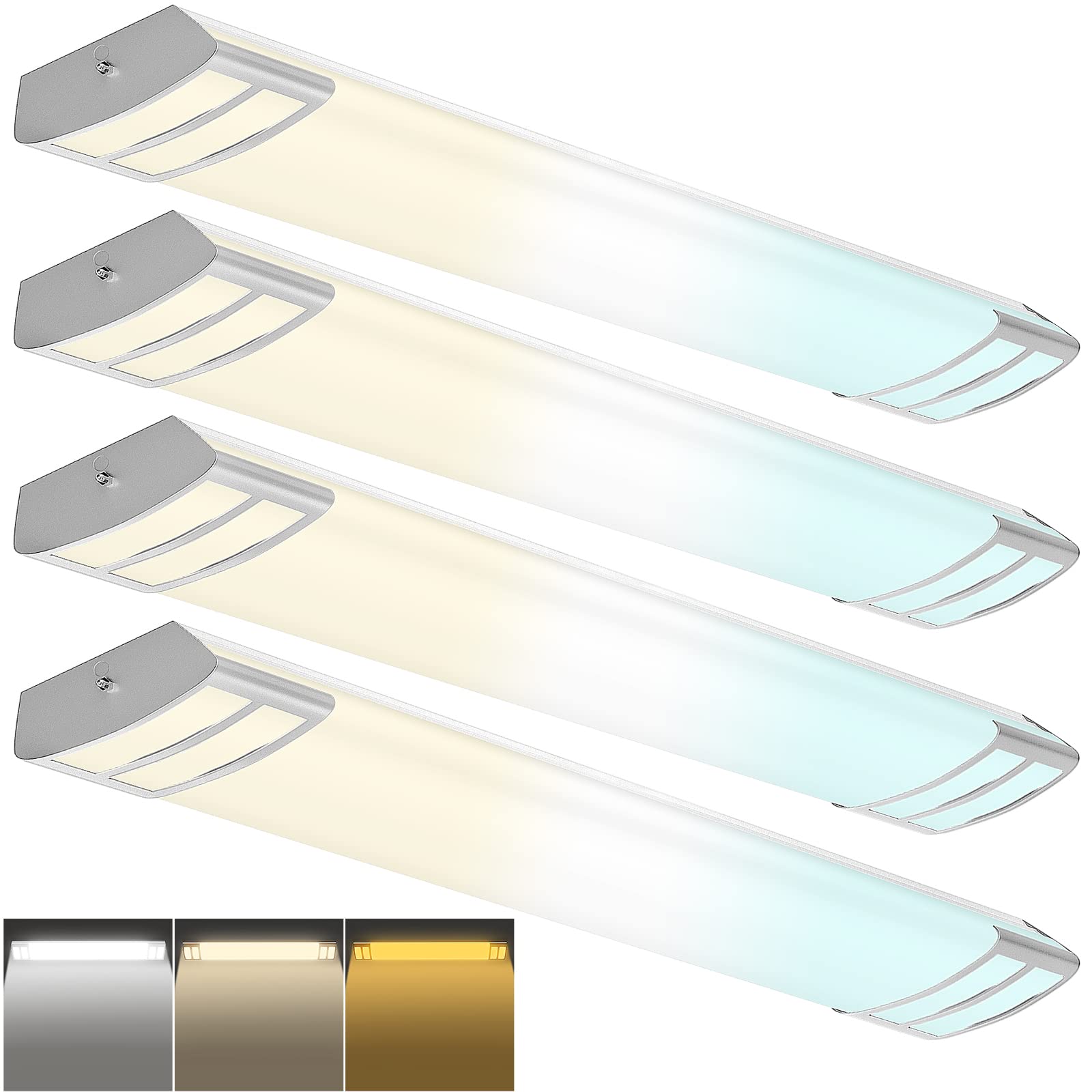 AntLux 4FT LED Light Fixture - 3000K/4000K/5000K Selectable Color Temperature - 30W/40W/50W Dimmable Flush Mount Ceiling Light - 48 Inch Wraparound LED Panel for Kitchen, Laundry Room, Office, Garage & Commercial Spaces