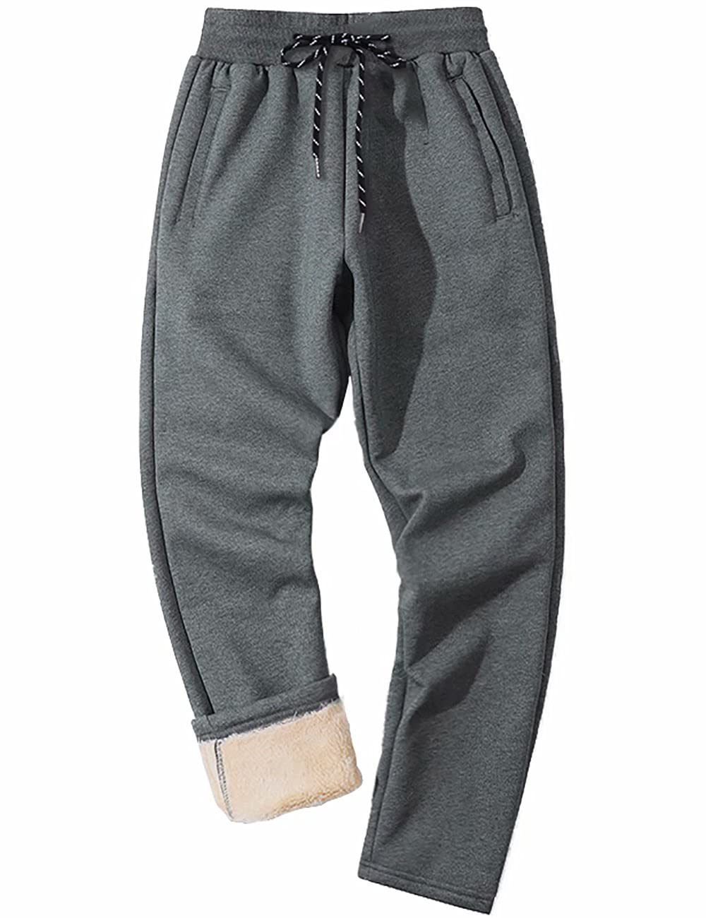 MAGCOMSEN Men's Winter Fleece Lined Sweatpants - Sherpa Lined Thick Warm Athletic Jogger Pants for Running, Hiking & Outdoor Activities