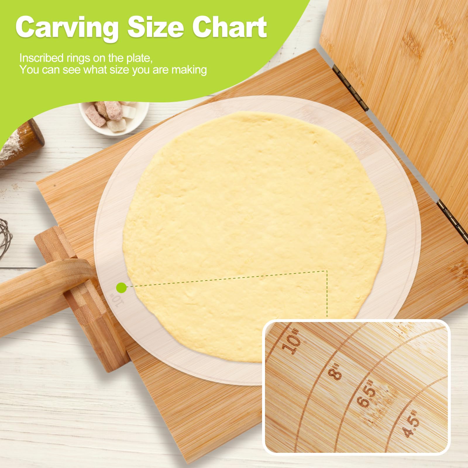 10 Inch Bamboo Wood Tortilla Press Maker - Large Roti Maker with Rolling Pin, Dough Scraper & Parchment Paper - Perfect for Homemade Tortillas, Roti, Tacos, Chapati - Ideal for Mexican, Indian Cuisine & Family Cooking