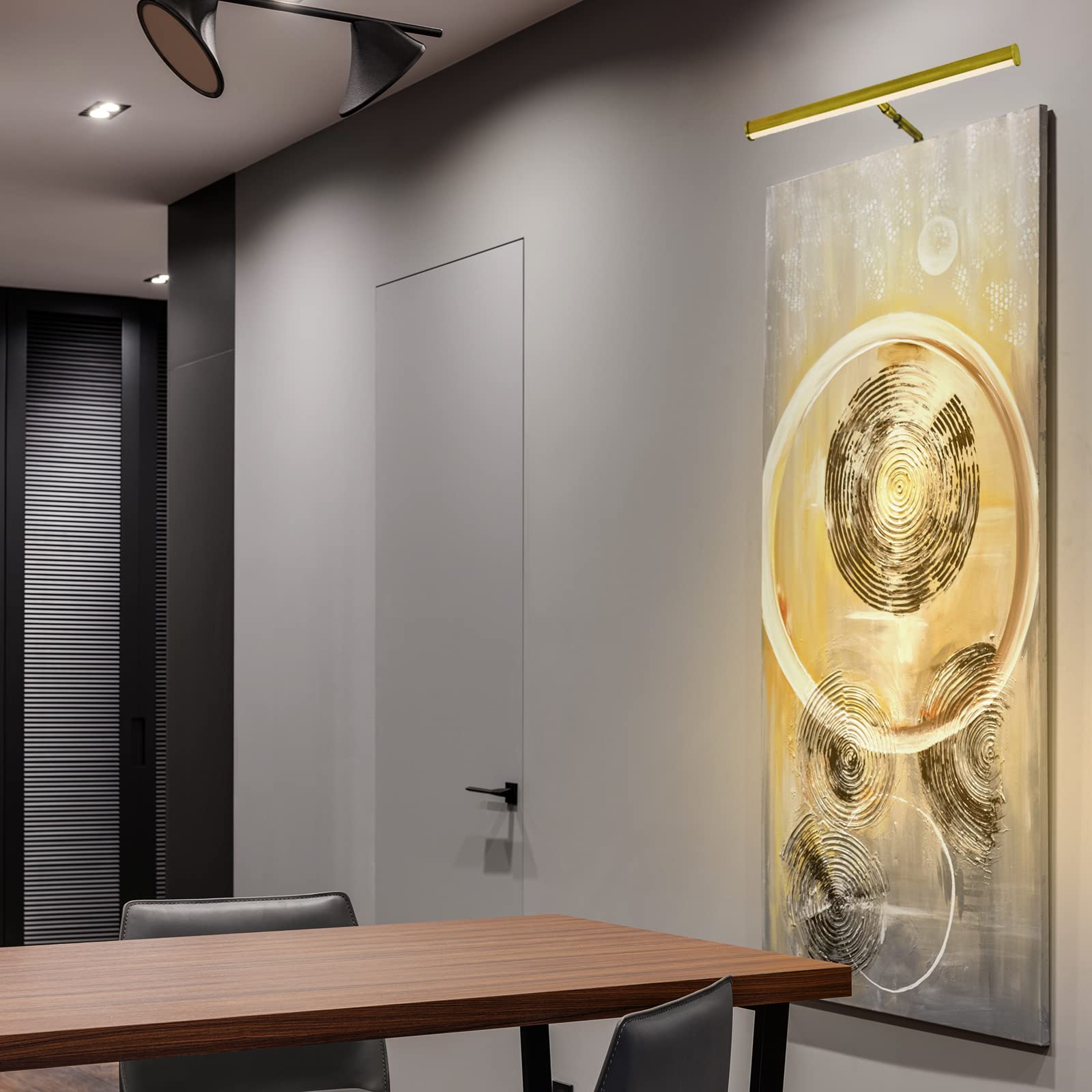 Ciata 14-Inch Adjustable LED Picture Light for Wall Art - 15W Metal Frame Light with E12 Candelabra Base & On/Off Switch - Polished Brass Artwork Lighting for Galleries, Museums & Home Decor