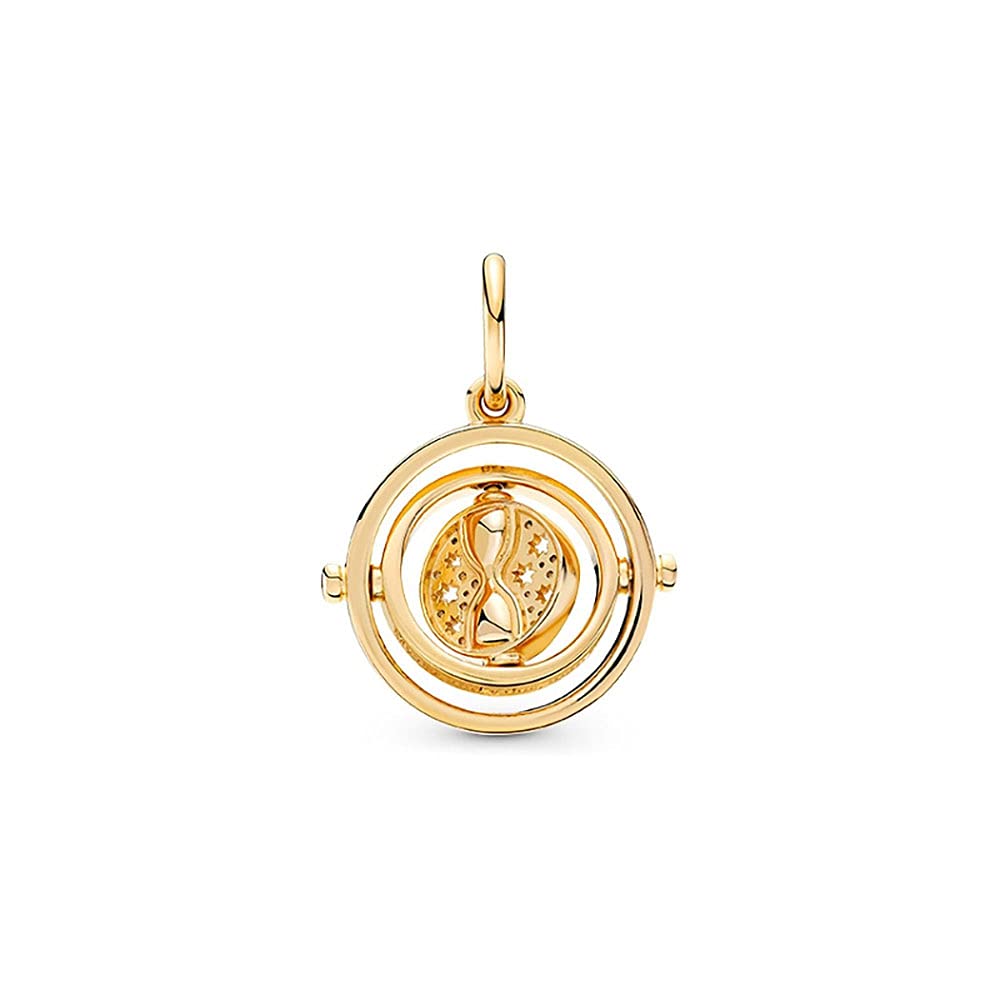925 Sterling Silver Spinning Time Pendant Necklace - Elegant Beaded Jewelry with Charms for Women - Perfect for TV Shows, Movies & Special Occasions