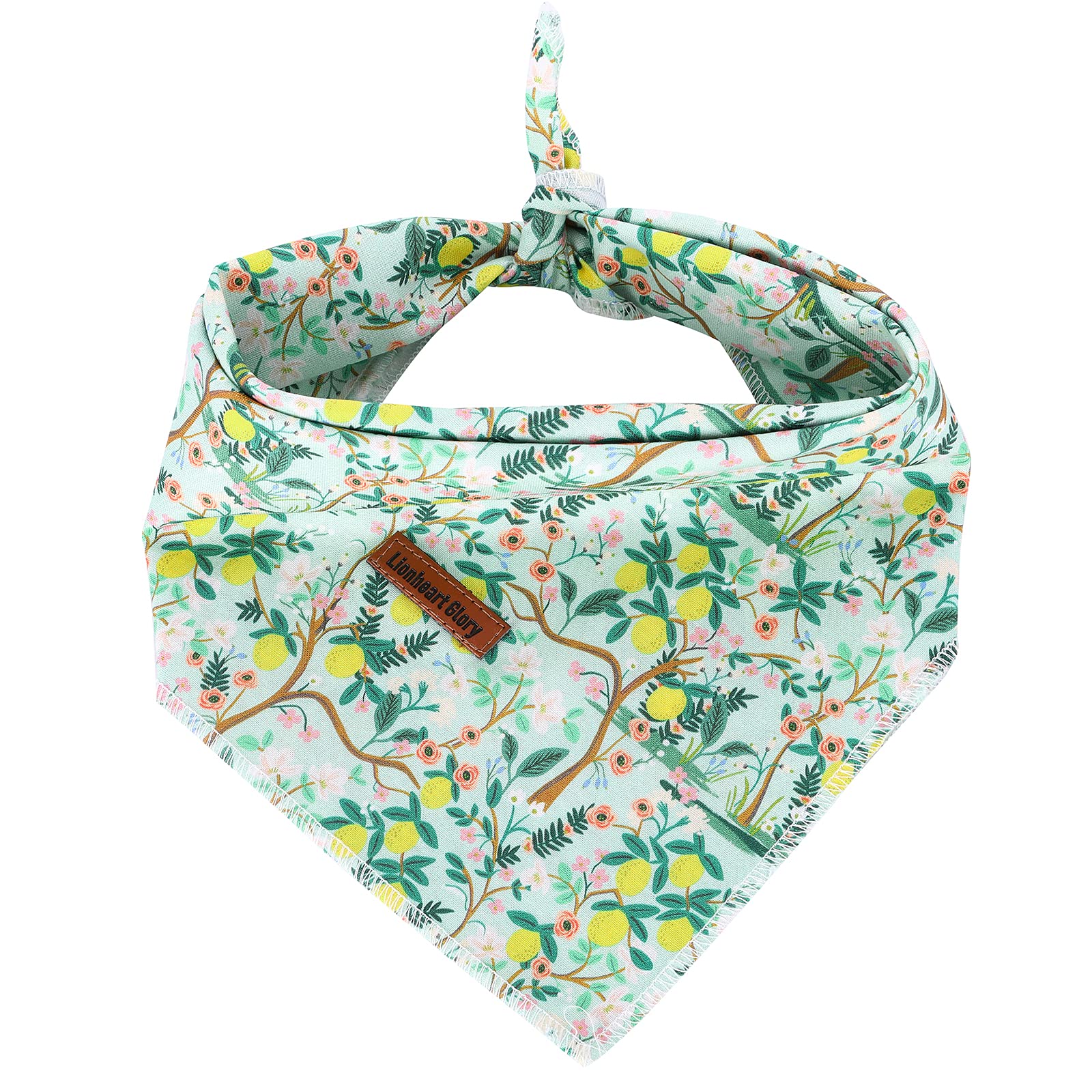 Lionheart Glory Washable Soft Cotton Lemon Flower Dog Bandana - Adjustable Kerchief Scarf for Small Dogs | Perfect for Pet Fashion, Grooming & Special Occasions