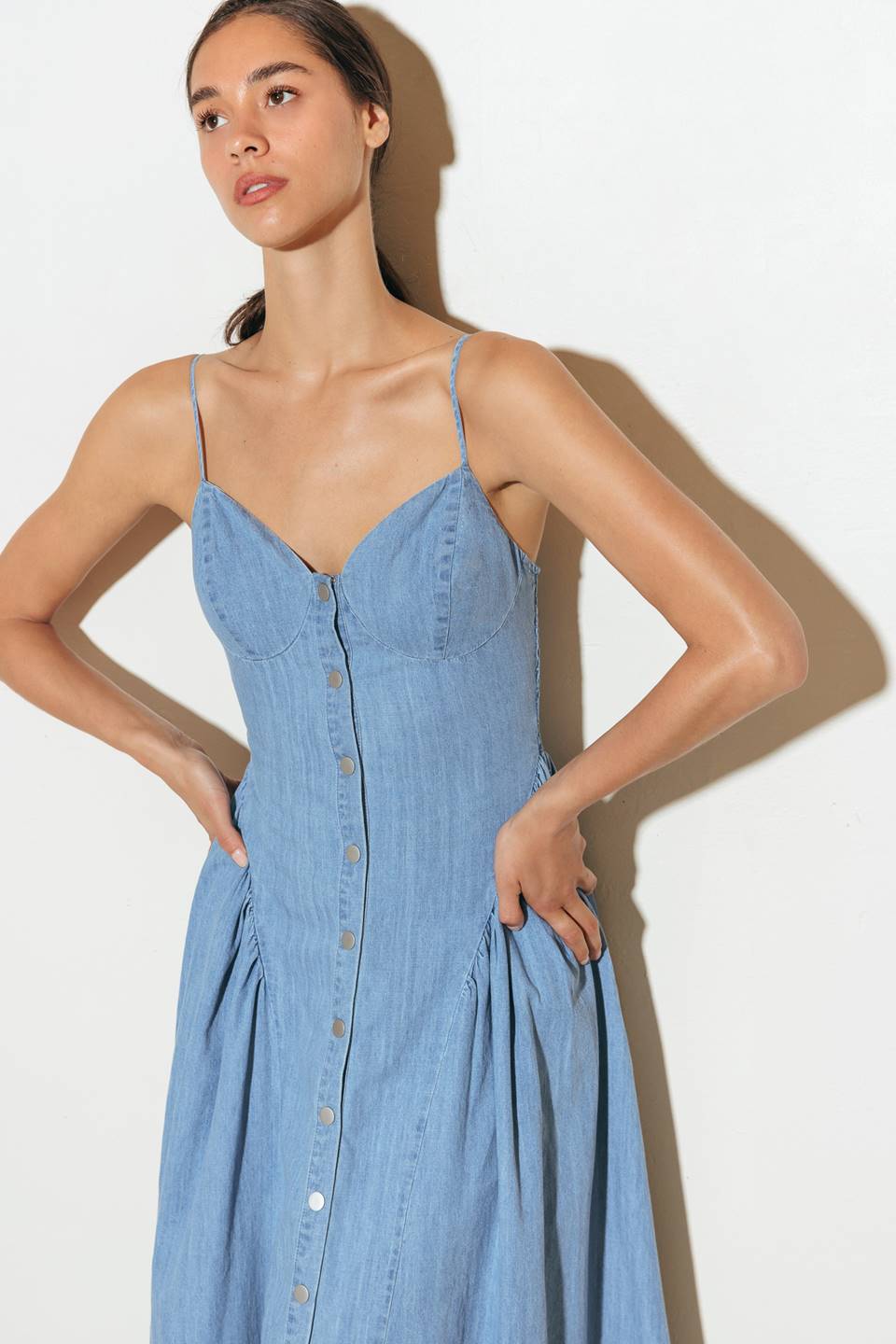 Bluebell Breeze Lightweight Denim Midi Dress for Women | Casual Summer Outfit | Perfect for Beach, Brunch & Date Nights