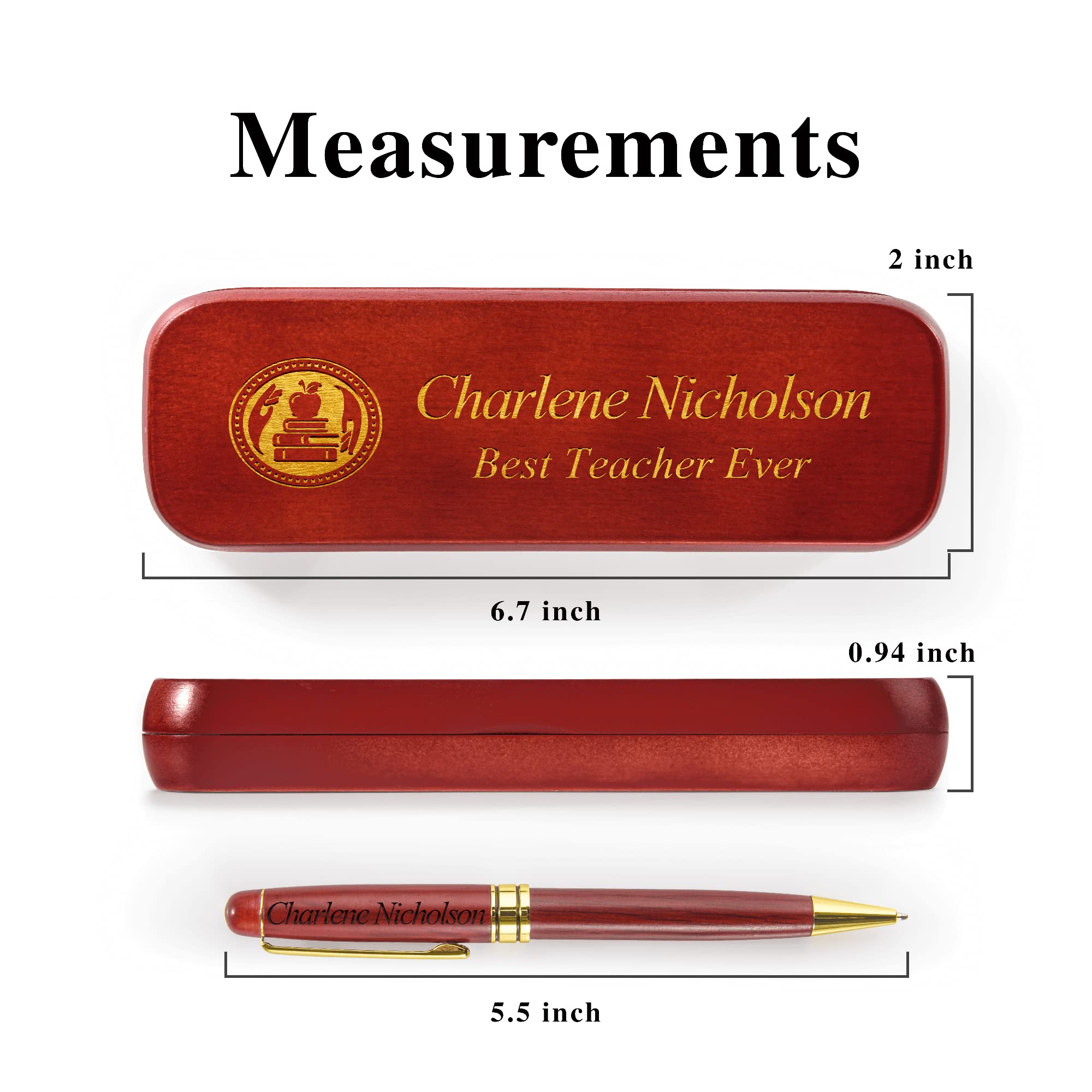 Custom Engraved Rosewood Ballpoint Pen with Gift Box - Personalized Wooden Pen for Teachers, Doctors, Nurses - Perfect for Graduation, Retirement & Thank You Gifts