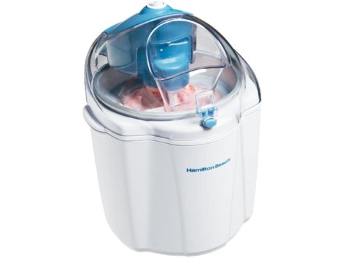 Hamilton Beach 68320 1.5-Quart Ice Cream Maker - White | Homemade Frozen Yogurt & Gelato Machine for Parties, Desserts & Family Treats