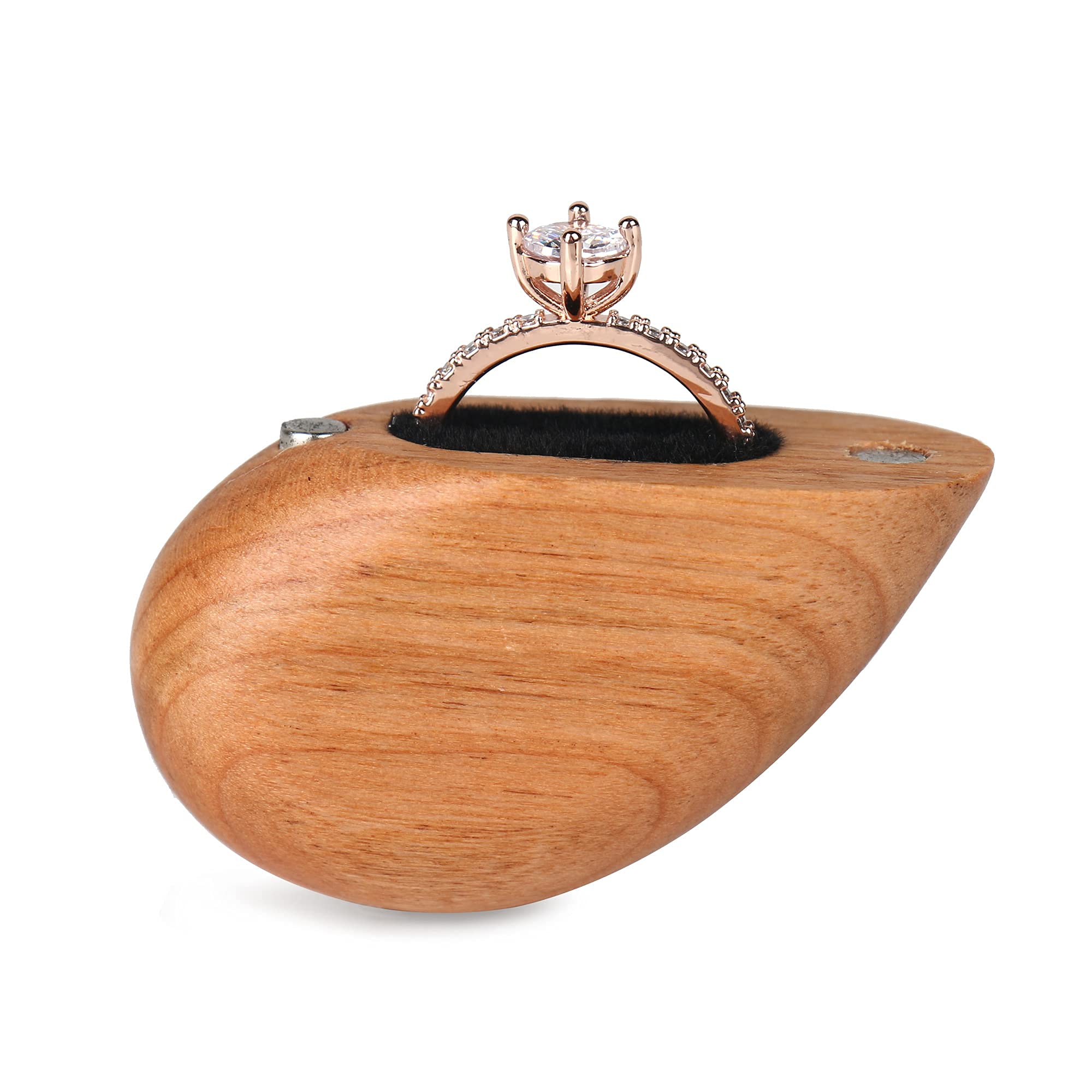 Heart-Shaped Wooden Ring Box for Wedding, Proposal & Engagement - Cherry Wood Ring Case & Holder - Perfect Gift for Brides, Couples & Jewelry Lovers - Ideal for Wedding Proposals, Anniversary Gifts & Jewelry Storage