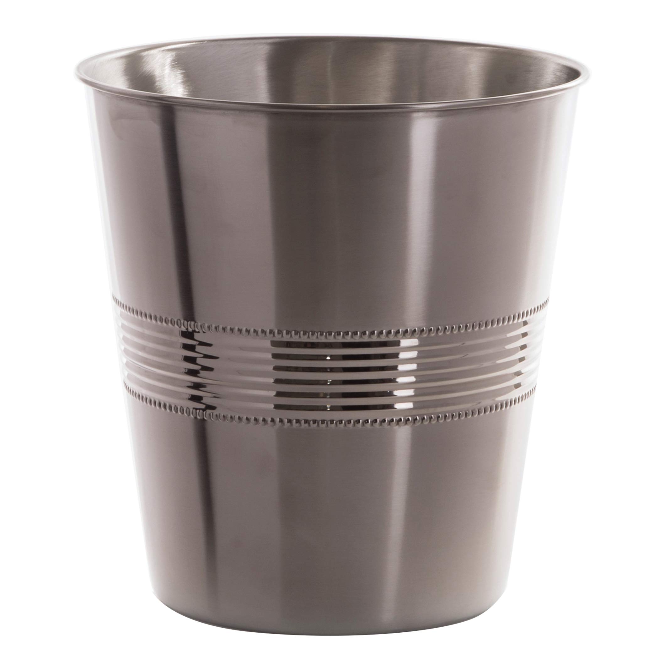 BINO Metal Waste Basket - Sturdy Trash Can for Home, Office, Bathroom, Dorm & Kitchen - Small Desk & Bedroom Bin - Home Essentials with Corrugated Stripe Design - Perfect for Waste Disposal in Living Rooms, Offices & Dormitories