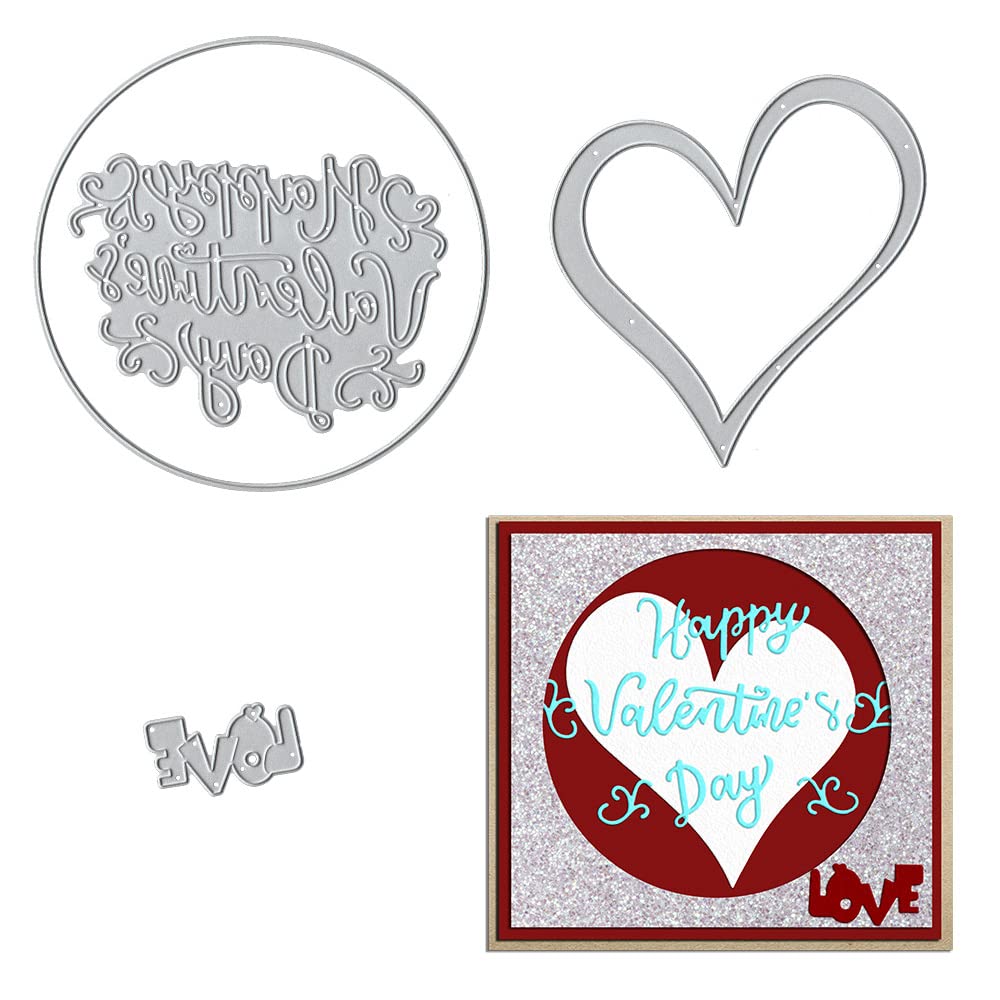 Valentine's Day Metal Cutting Dies for Card Making - Love Heart Words & Sentiment Die Cuts, Embossing Stencil Template Tool for DIY Scrapbooking, Paper Cards, Photo Albums & Craft Decorations | Perfect for Valentine's Gifts, Wedding Invitations & Handmade Greeting Cards