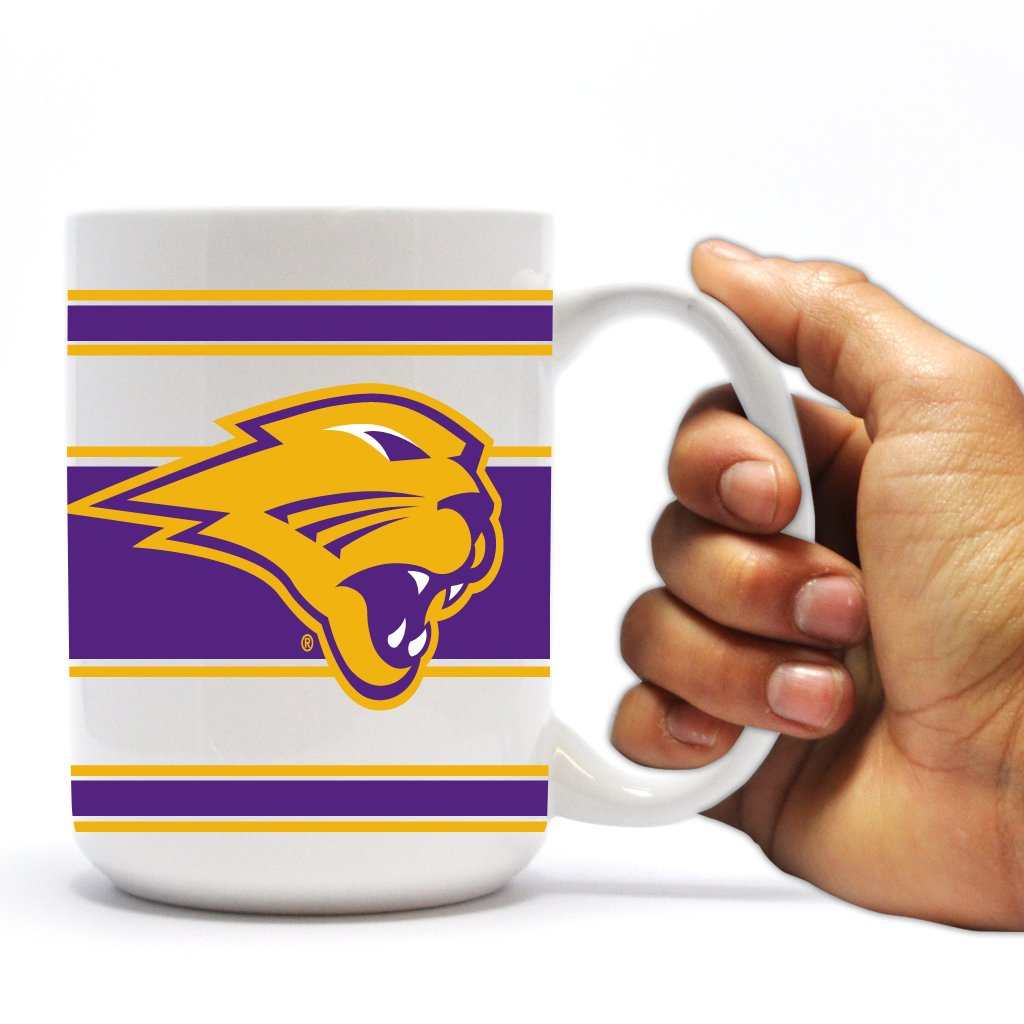 University of Northern Iowa 15oz Ceramic Coffee Mug with Striped Design - Perfect for Hot Drinks, Office Use & College Gifts