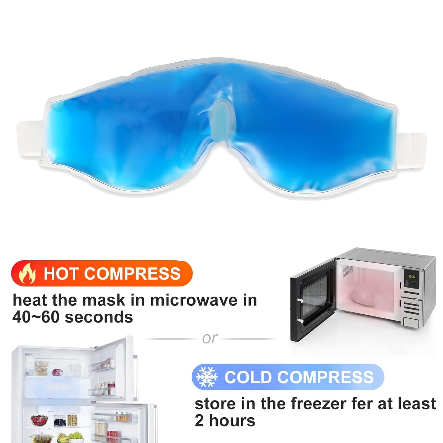 Kuber Industries Cooling Gel Eye Mask for Dark Circles & Pain Relief - Reusable Blue Eye Mask with Cooling Gel Pads (Pack of 2) | Perfect for Travel, Sleep & Relaxation