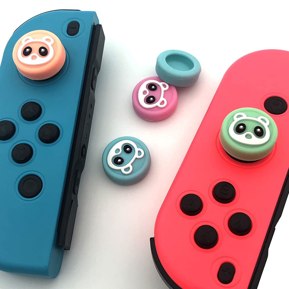 8-Piece Panda Silicone Thumb Grip Caps for Nintendo Switch & Lite - 4 Color Gamepad Joystick Covers - Improve Grip & Comfort for Gaming Sessions