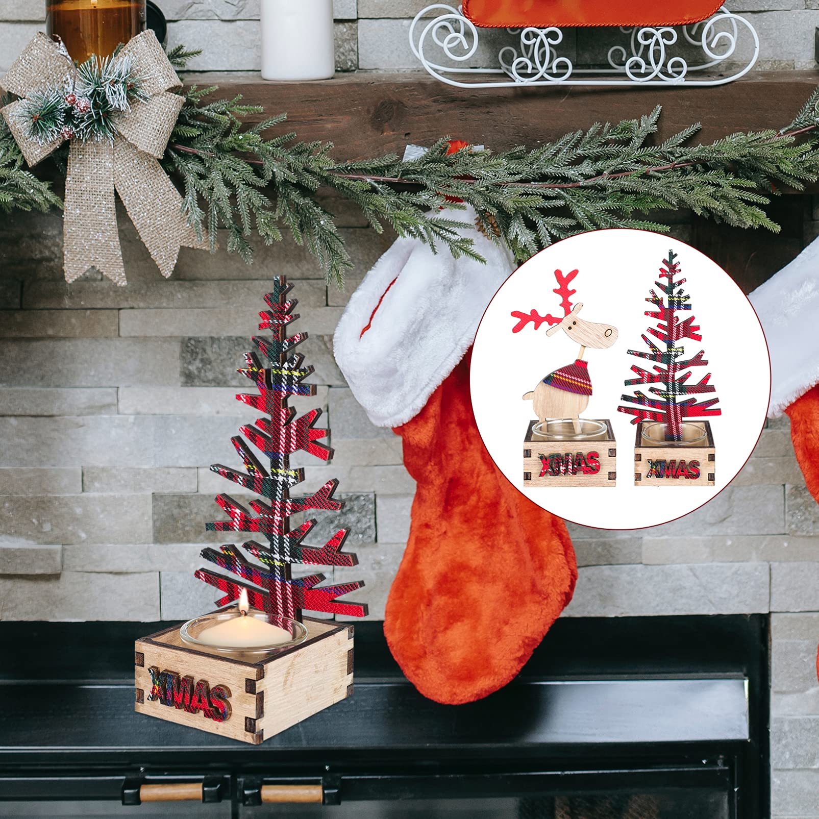 OSALADI 2-Pack Wooden Candle Holders - Elegant Farmhouse Wedding Candlesticks for Romantic Decor, Christmas Pillar Candles & Home Centerpieces - Perfect for Weddings, Holidays, and Cozy Farmhouse Decor
