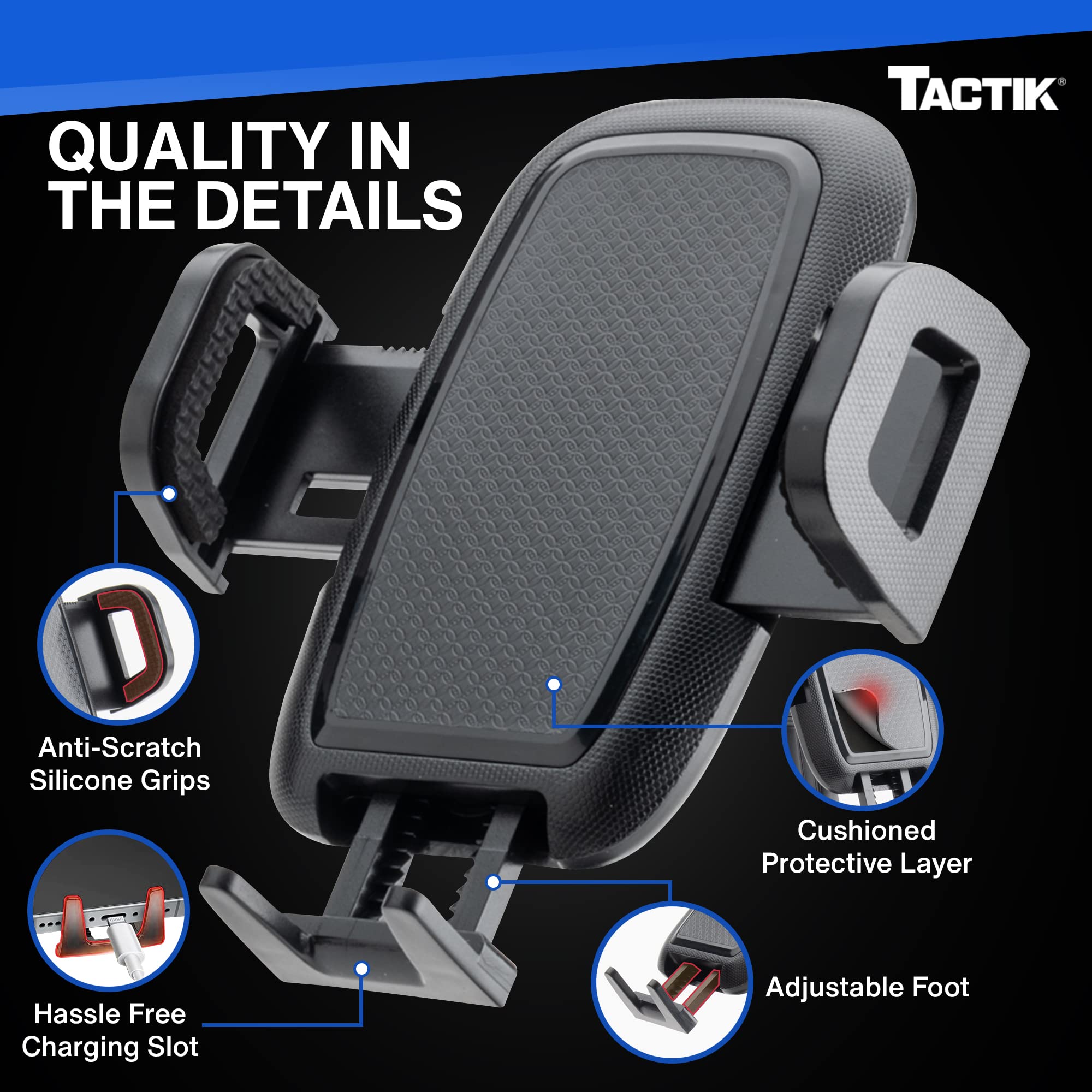 TACTIK 360° Rotatable Car Cup Holder Phone Mount - Universal Phone Holder for iPhone & Large 7