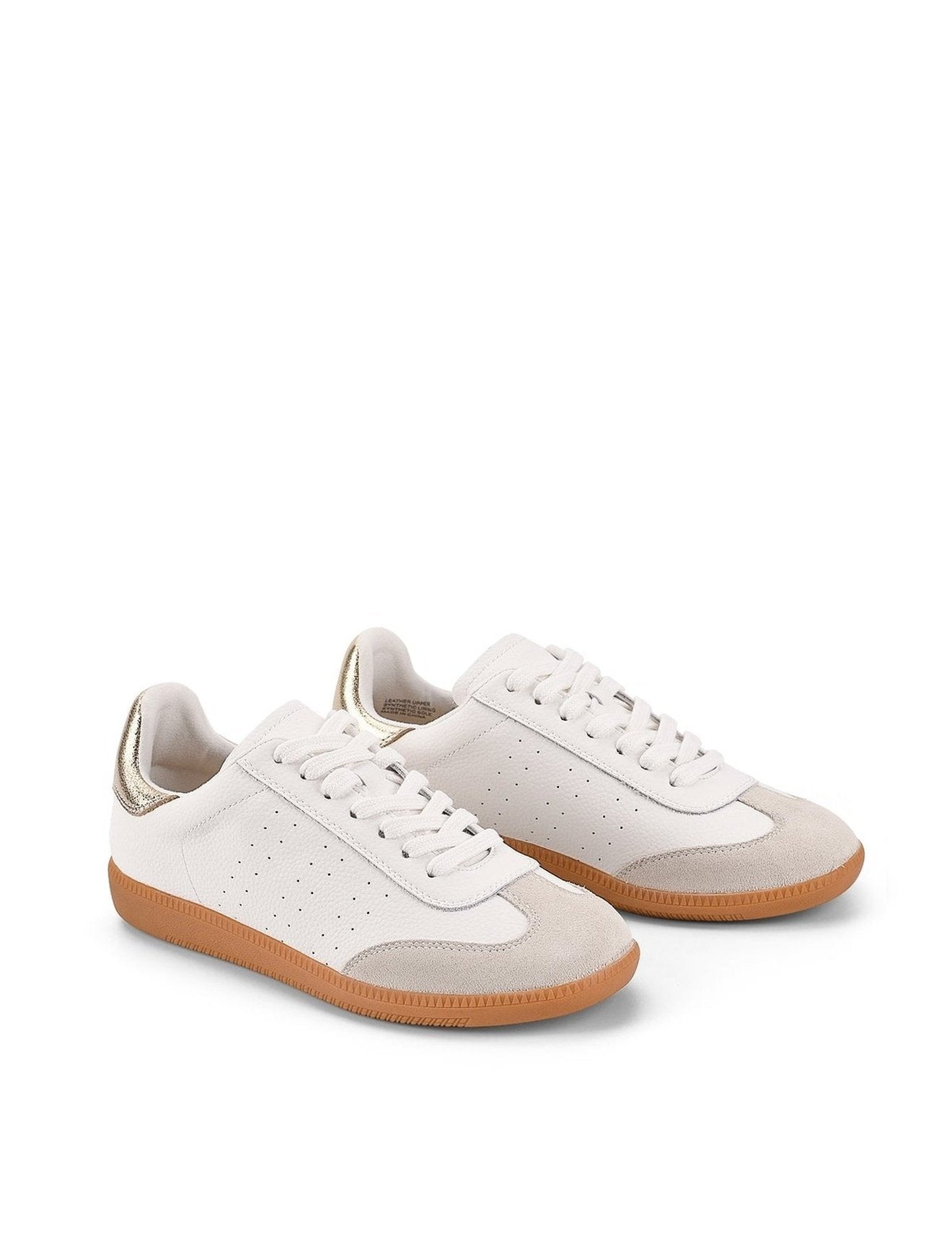Sutton Cupsole Sneakers for Men & Women - White & Gold Leather Casual Shoes - Comfortable Walking & Fashion Sneakers for Daily Wear, Work, and Gym